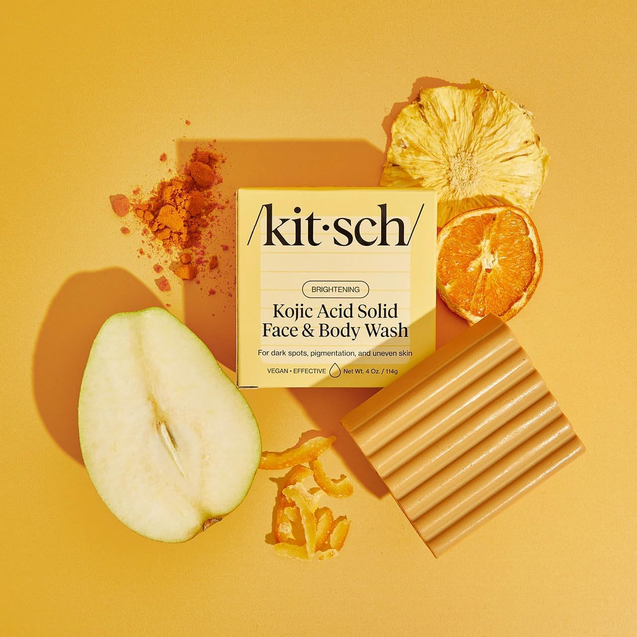 Kitsch Kojic Acid Soap for Hyperpigmentation - Brightening & Hydrating Kojic with Turmeric Soap Bar - Reduces Dark Spots, Evens Skin Tone, with Hyaluronic Acid & Shea Butter, Paraben & Sulfate-Free image number 3