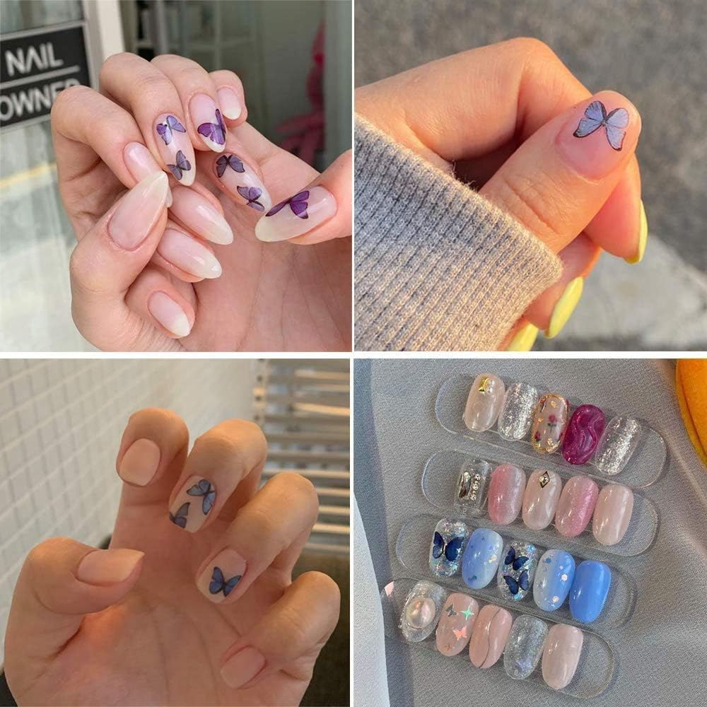 Bogoro Nail Tattoos,48Pcs Nail Art Stickers Butterfly,3D Laser Butterfly Nail Stickers,Nail Art Tattoo Decals,Adhesive Assorted Patterns Butterfly Nail Decals for Women Salon Home Nail Tips Decoration image number 3