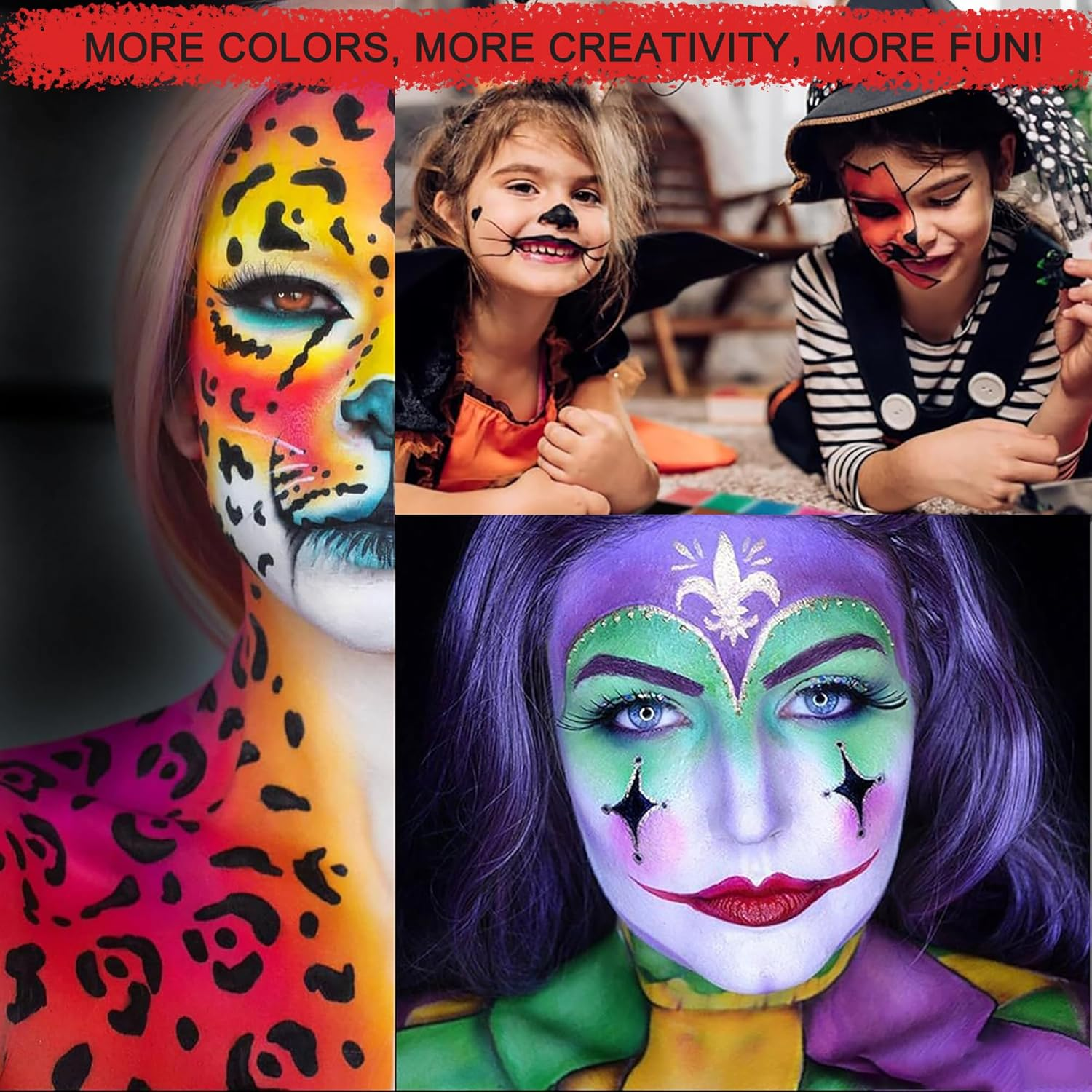 Face Body Paint Palette with 20 Vibrant Colors,Professional Long Lasting Non Toxic Oil Based Makeup for Halloween Carnival Cosplay Theatre Party Face Painting image number 3