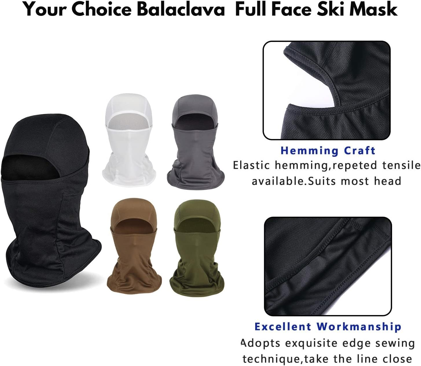 Ski Mask,Balaclava Face Mask,Breathable Mesh Cooling Neck Gaiter, Ski Motorcycle Cycling Balaclava Face Mask UV Protection for Men Women Sun Hood image number 6