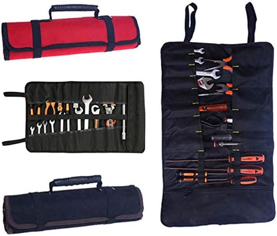 Multifunctional Small Tool Bag, 600D Oxford Canvas Tool Bag Folding Wrench Bag Tool Roll Storage Portable Tools Pouch with 22 Pockets image number 1