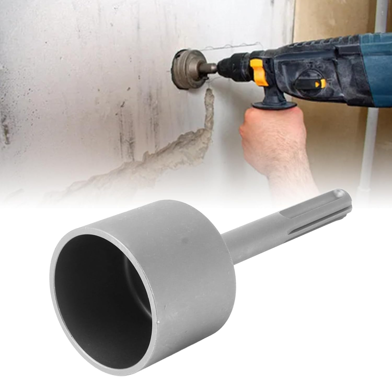 65Mm Ground Rod Driver, 5 Pits Shank Steel Fence T Post Driver Hand Post Pounder Hammer Drill Attachment 20Cm Length for Rotary Hammer Drill Grounding Rods