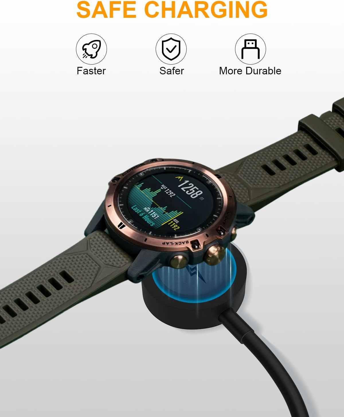 Bicmice Charger for Fossil Gen 6 Gen 5 Gen 5E Gen 4 Charging Station, Smartwatch Charging Cable Compatible with Michael Kors Runway/Skagen Falster 2/Misfit Vapor 2/Diesel Guard 2.5.3 Ft/100 Cm USB Cable (Black)