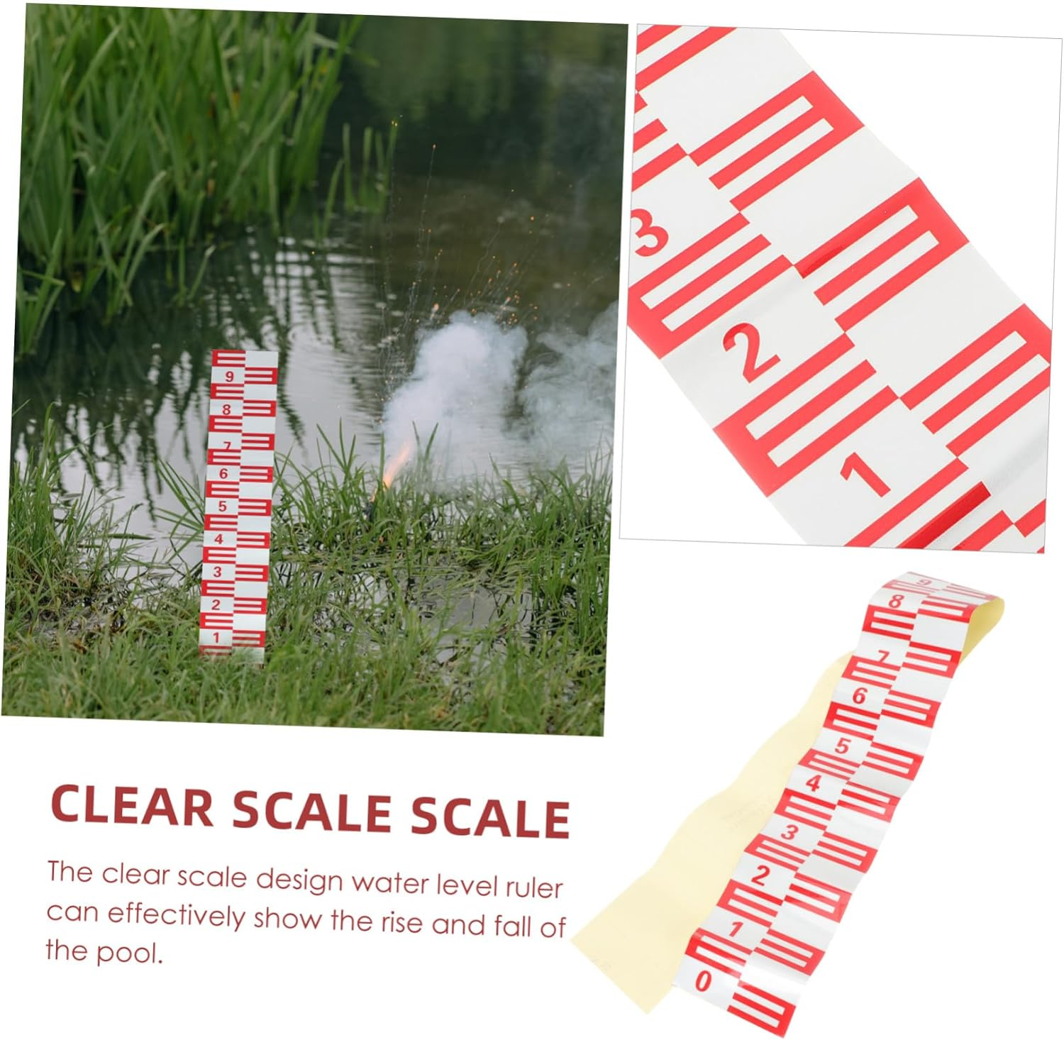 Mipcase Water Level Gauge for Pool Reflective Self-Adhesive Measuring Sticker Corrosion-Resistant Marking Tool for Accurate Water Depth Monitoring image number 2