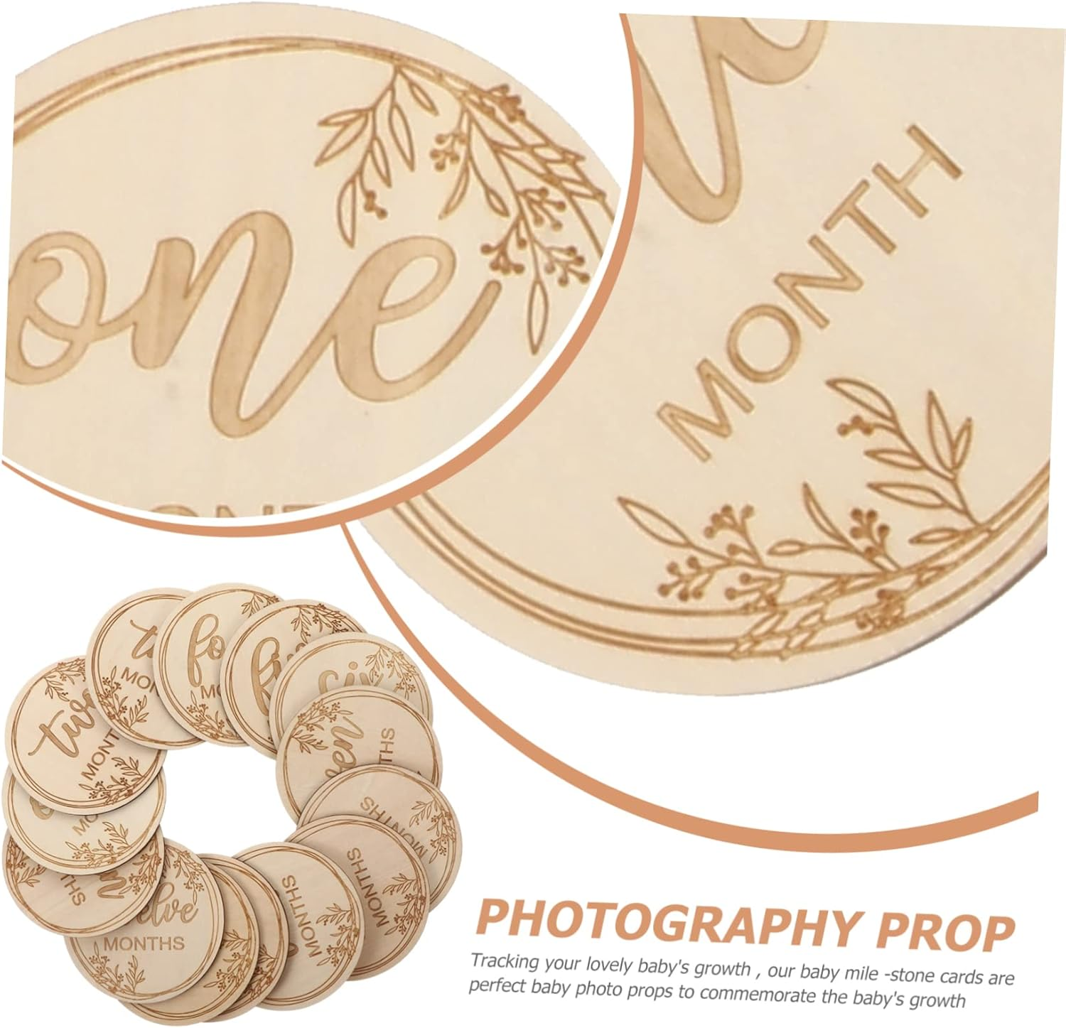 1Set Wooden Monthly Milestone Cards for Newborns Keepsake Photography Props Mothers Lightweight and Reusable Growth Cards for Boys image number 1