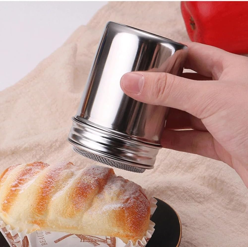 Stainless Steel Icing Sugar Cocoa Coffee Shaker Flour Duster Chocolate Powder L(6.5X11CM) image number 6