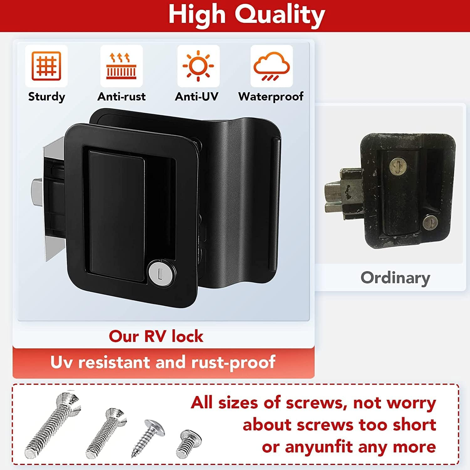 Upgraded RV Door Latch, RV Entry Door Lock, Trailer Door Lock, Zinc Alloy Camper Door Lock, RV Door Lock, RV Travel Trailer Entry Door Latch with Paddle Deadbolt, Black image number 2