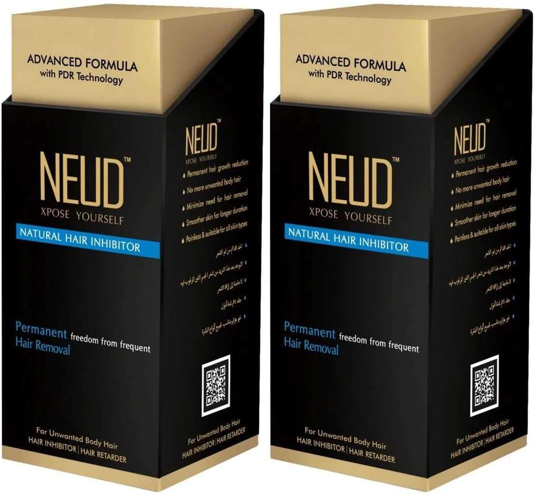 NEUD Permanent Hair Reduction for Unwanted Body and Facial Hair Pack of 2 (80G Each)