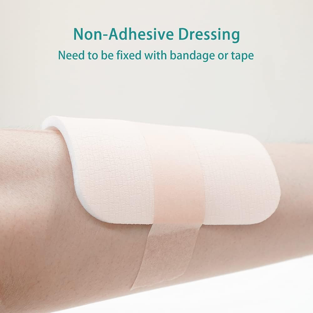 Dimora Foam Dressing, Sterile Non-Adhesive Hydrophilic Pads, Highly Absorbent 4"X4"(10 Cm*10 Cm) Pack of 10 Square Waterproof Dressing for Wound Care image number 5