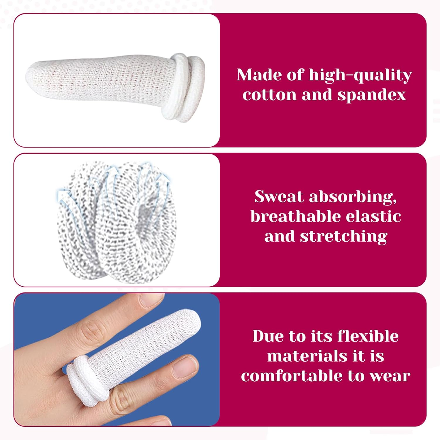 Finger Tubular Bandage, 20 Pcs Compression Bandage, Tubular Thumb Bandages, White Cotton Finger Cots, Roll Hand Cot, Soft Resilient Finger Bandage for Snug and Fixed Climbing, Easy to Use image number 5
