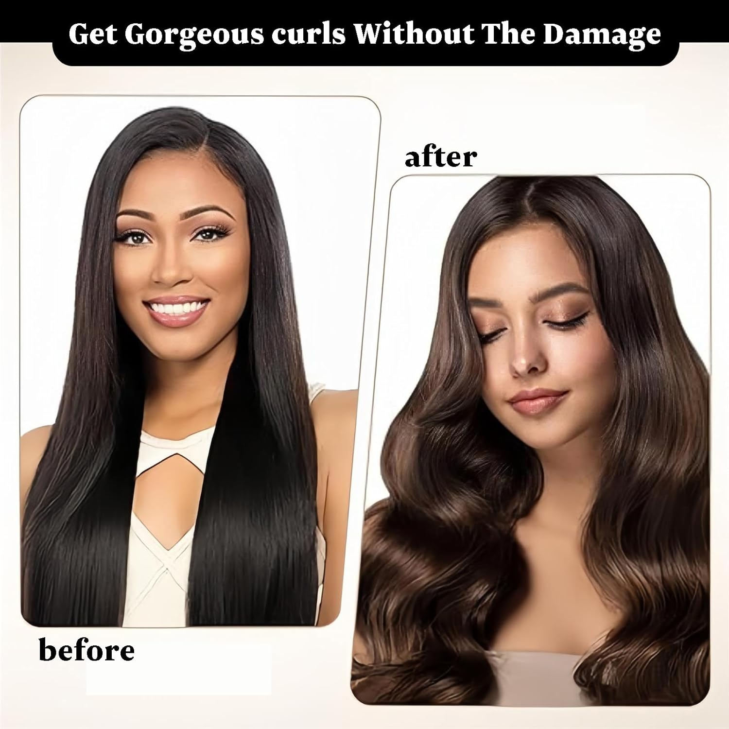 Heatless Hair Curler Rod Headband for Women Girls, Sleep Overnight Heatless Curling Rollers Set Styling Tools, 4 Pack Black Curling Rods with One Silk Head Scarf image number 1