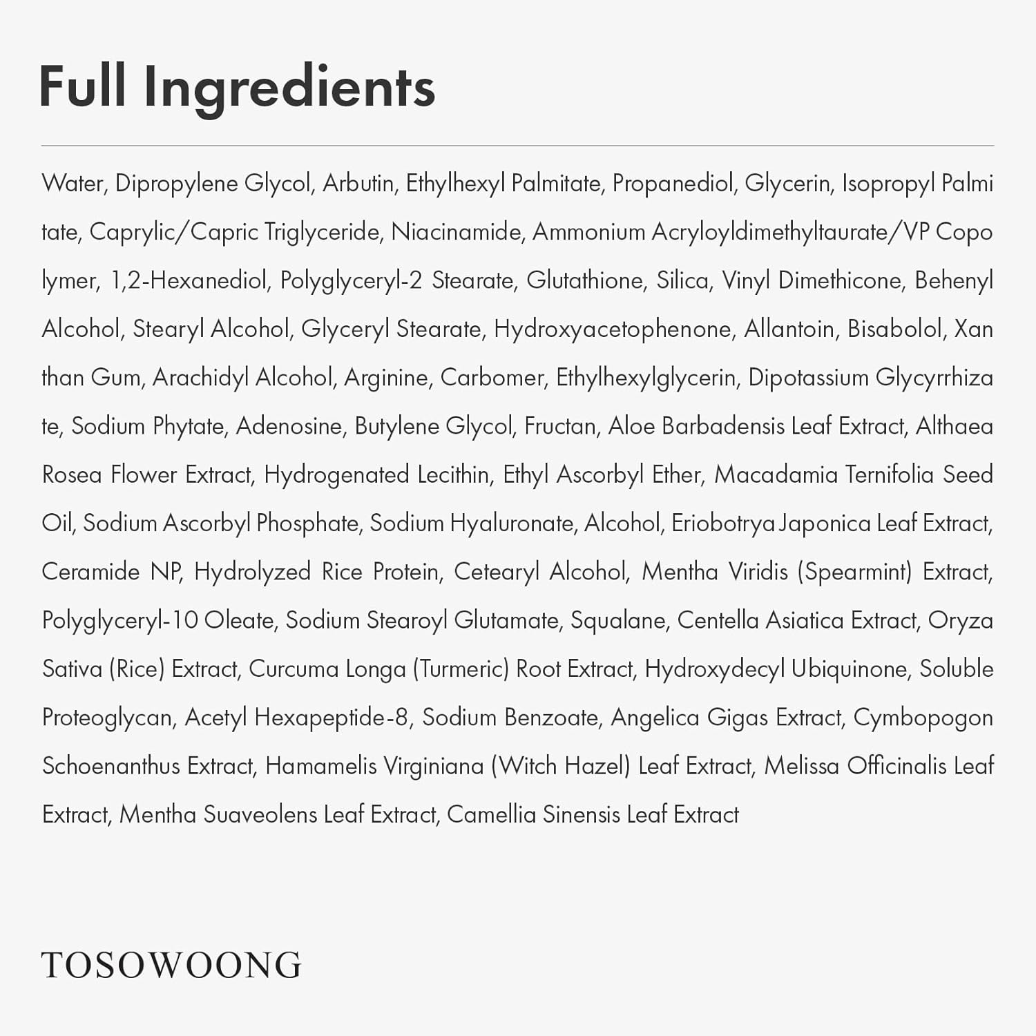 TOSOWOONG Arbutin 7% Glutathione Cream, 70,000Ppm Arbutin + 5,001Ppm Glutathione, Niacinamide, Dark Spots, Freckle, Blemishes, Pigmentation, Dullness, Uneven Tone, Korean Skin Care, 50Ml, 1.69 Fl.Oz. image number 1