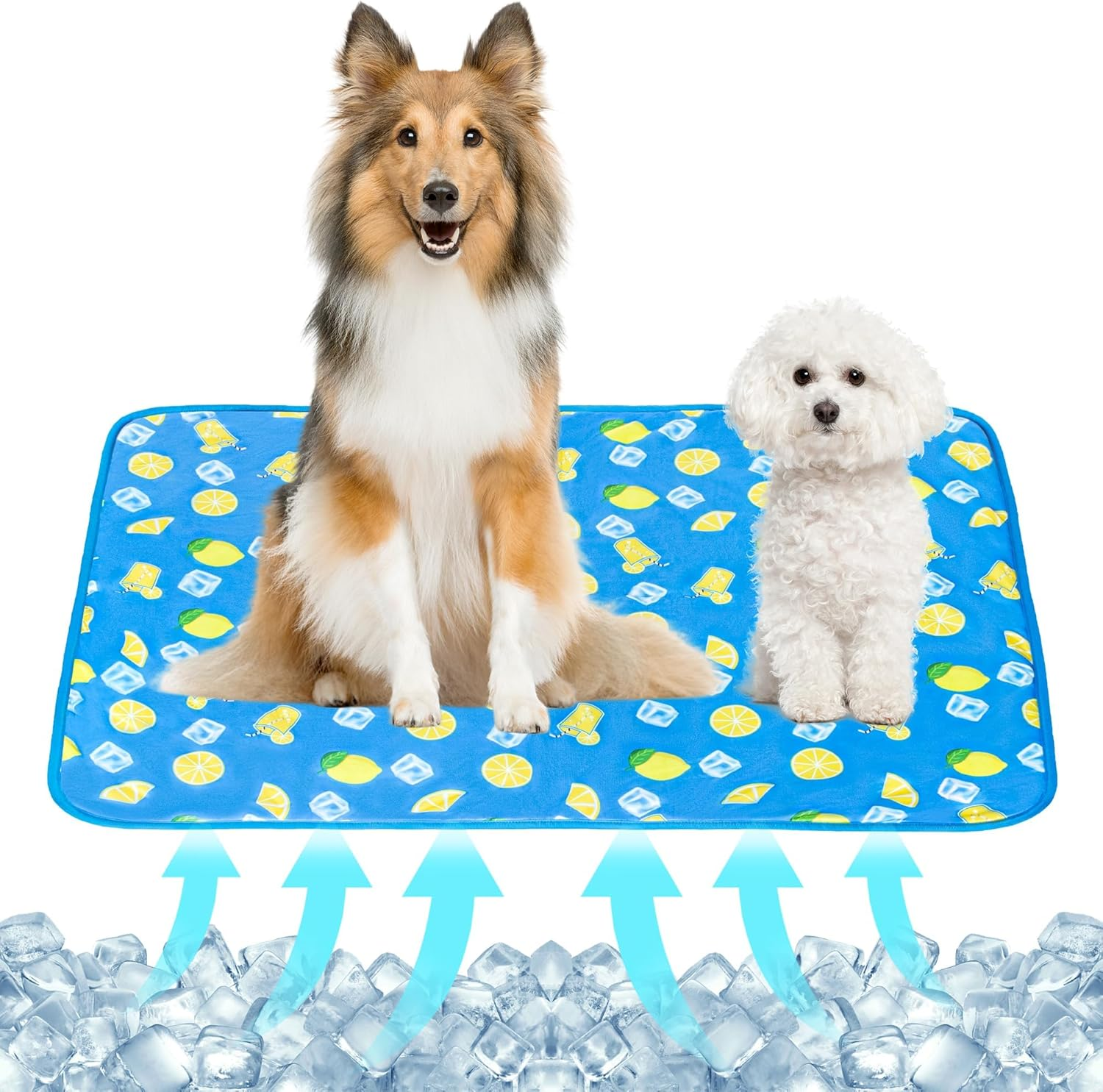 NACOCO Summer Pet Cooling Mat - Cat Dog Cushion Pad Sleeping Cool Snowflake Comfortable Soft for Pets Kids and Adults (Blue Snowflake, L)