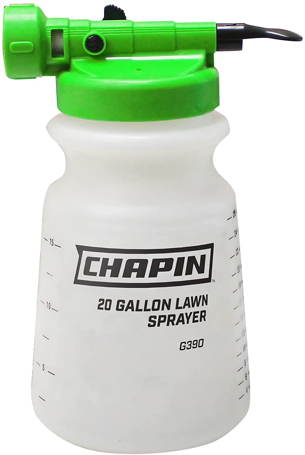 Chapin G390 Hose End Sprayer for Water Soluble Materials, 20 Gallon, 32 Ounce Tank, Finger Control and Backflow Prevention, for Spraying Lawns, Weeds, Insects, Fertilizers, Translucent White image number 4