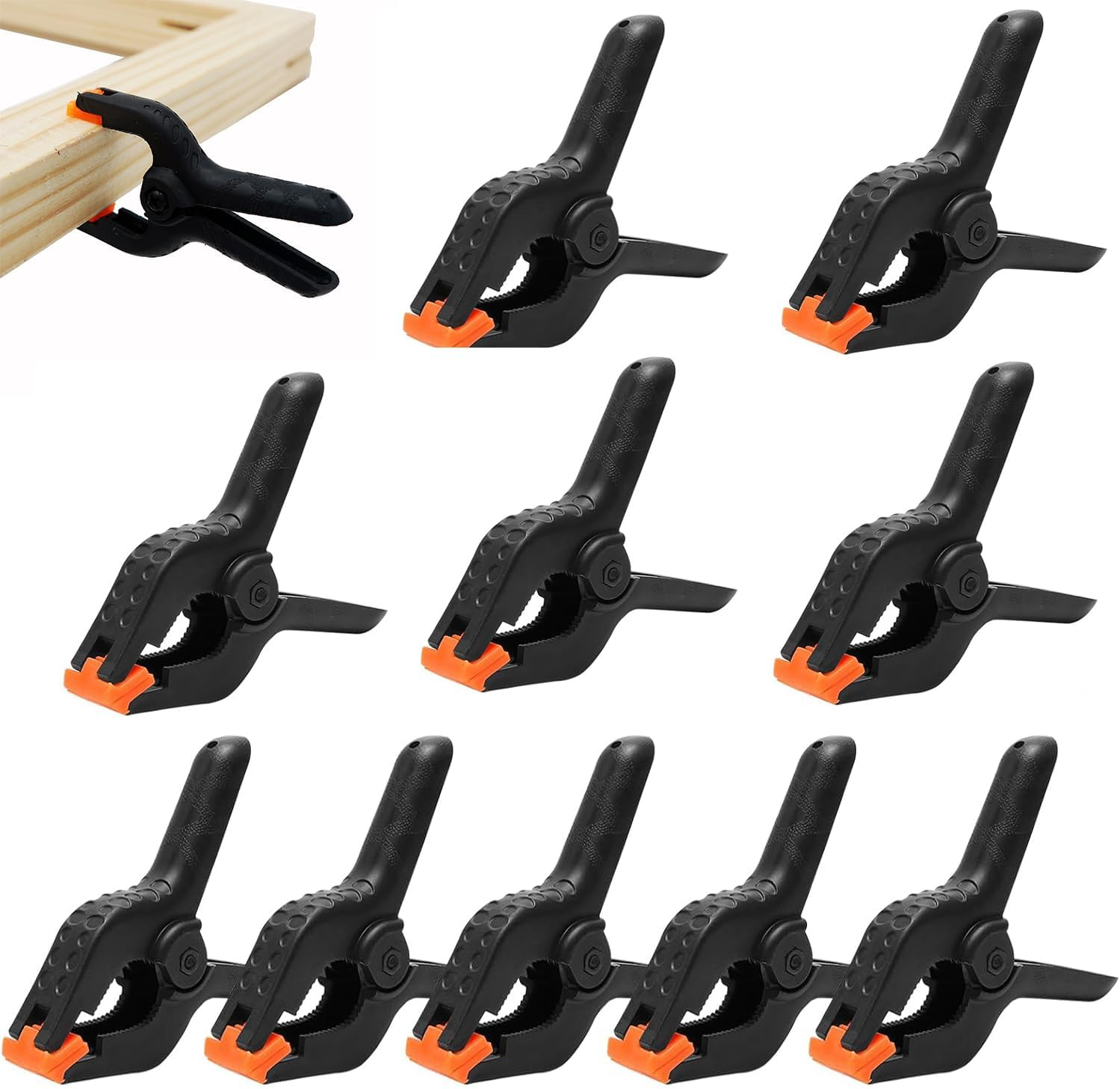 10 Pcs Spring Clamps, 4 Inch Heavy Duty Nylon Clips, Woodworking Tension Clamps, Plastic Grip for DIY Projects, Crafts, Photo Studios, Background(B) image number 4
