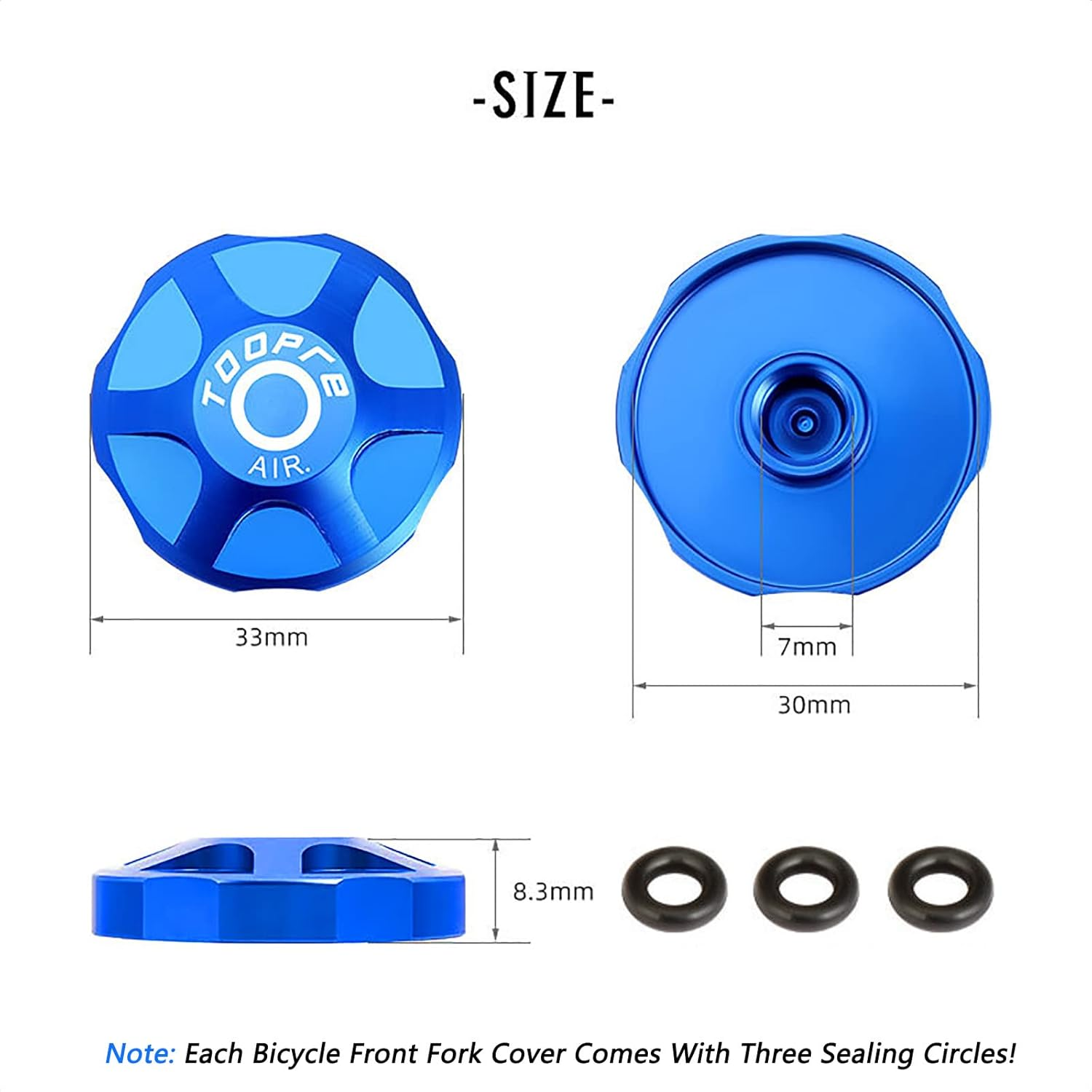 ALEOED Bicycle Front Fork Cap Suspension Cover Aluminum Alloy Air Gas Shoulder Cover Valve Protector Parts for Mountain Bike Road Bike Mtb(Blue) - Black image number 5
