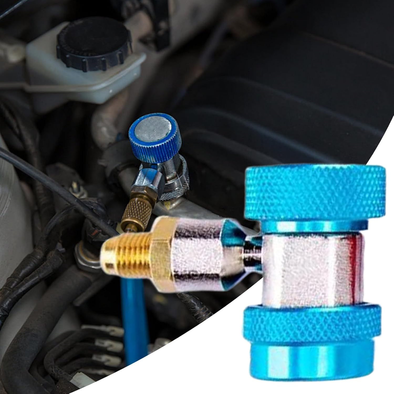 R134A Quick Coupler Adapters,R134A Manifold Gauge Adapters | Leak-Proof Adjustable Automotive RV Auto Connector for Air Conditioning Systems - High Pressure image number 5