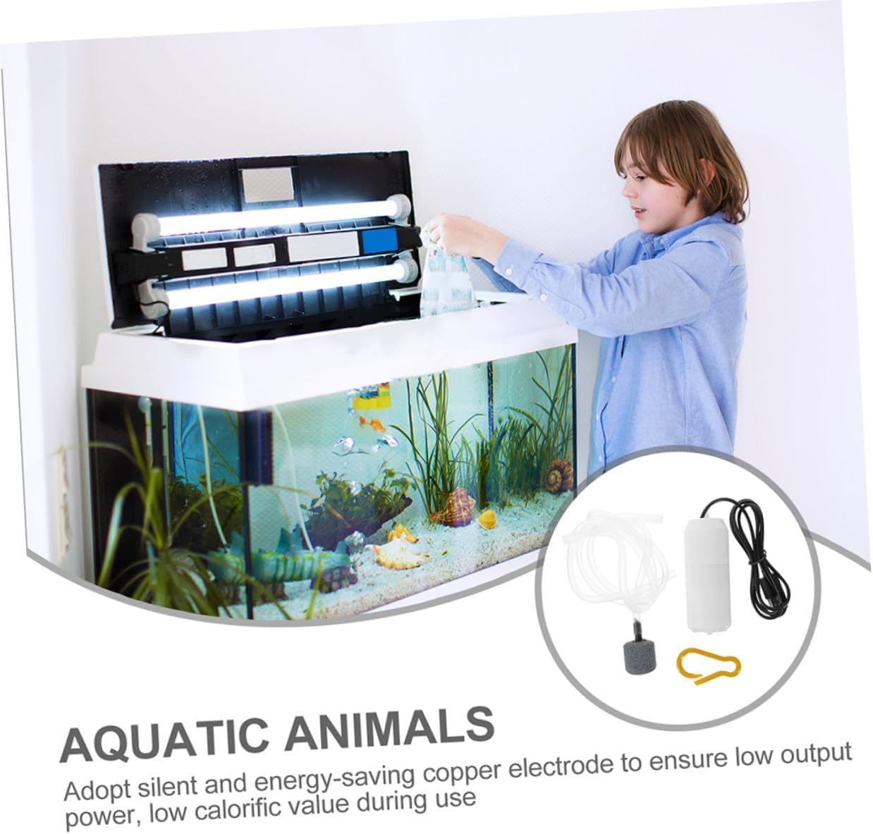 Veemoon 2 Sets USB Aquarium Air Pump Small Quiet Fish Tank Aerator Low Power Consumption Oxygen Increase for Indoor Aquariums Random Color image number 3