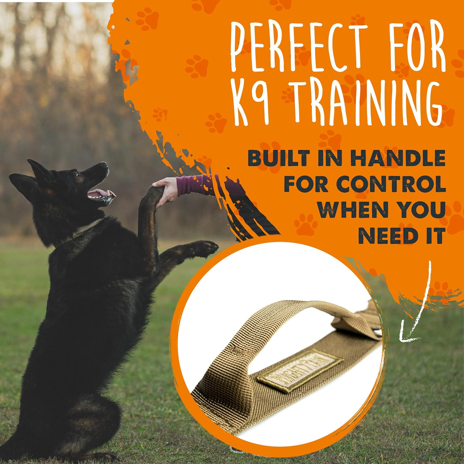 Mighty Paw Tactical Dog Collar - Heavy Duty with Metal Buckle and Control Handle - Weatherproof Polyester Material - Sturdy Metal Dog Collars - Dog Collar for All Dog Breeds - Heavy Dog Collar - Tan image number 5