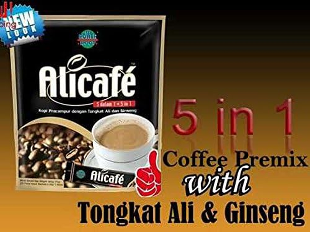 Alicafe Tongkat Ali Ginseng Instant Coffee Premix Energy Boosting Herbal Coffee Malaysian Ginseng 30G X 18 Sachets