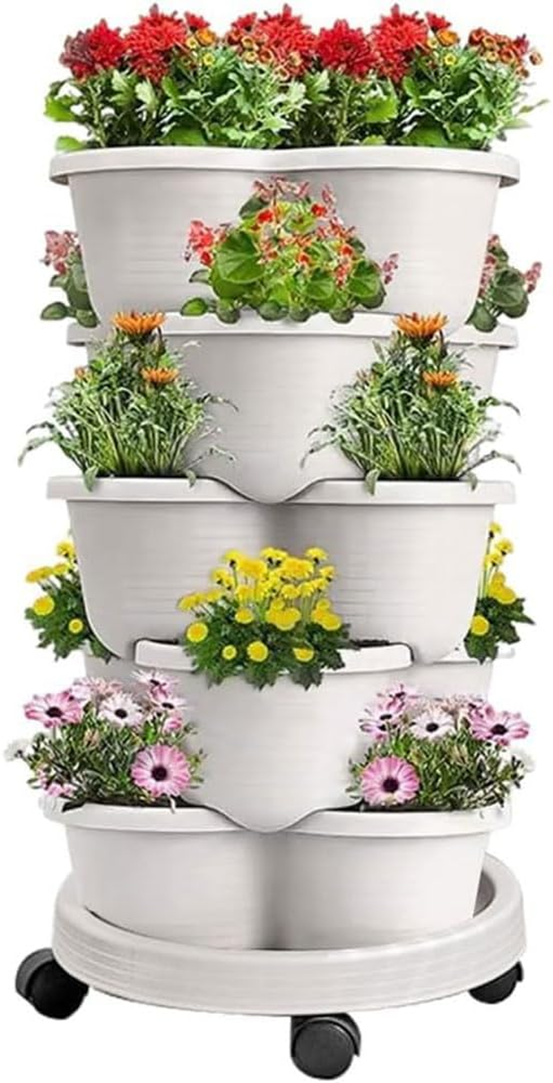 5-Tier Vertical Garden Planter with Wheels &ndash; Stackable Planters for Strawberries, Herbs, Vegetables, Flowers &ndash; Indoor Outdoor Gardening Tower with Tools image number 5