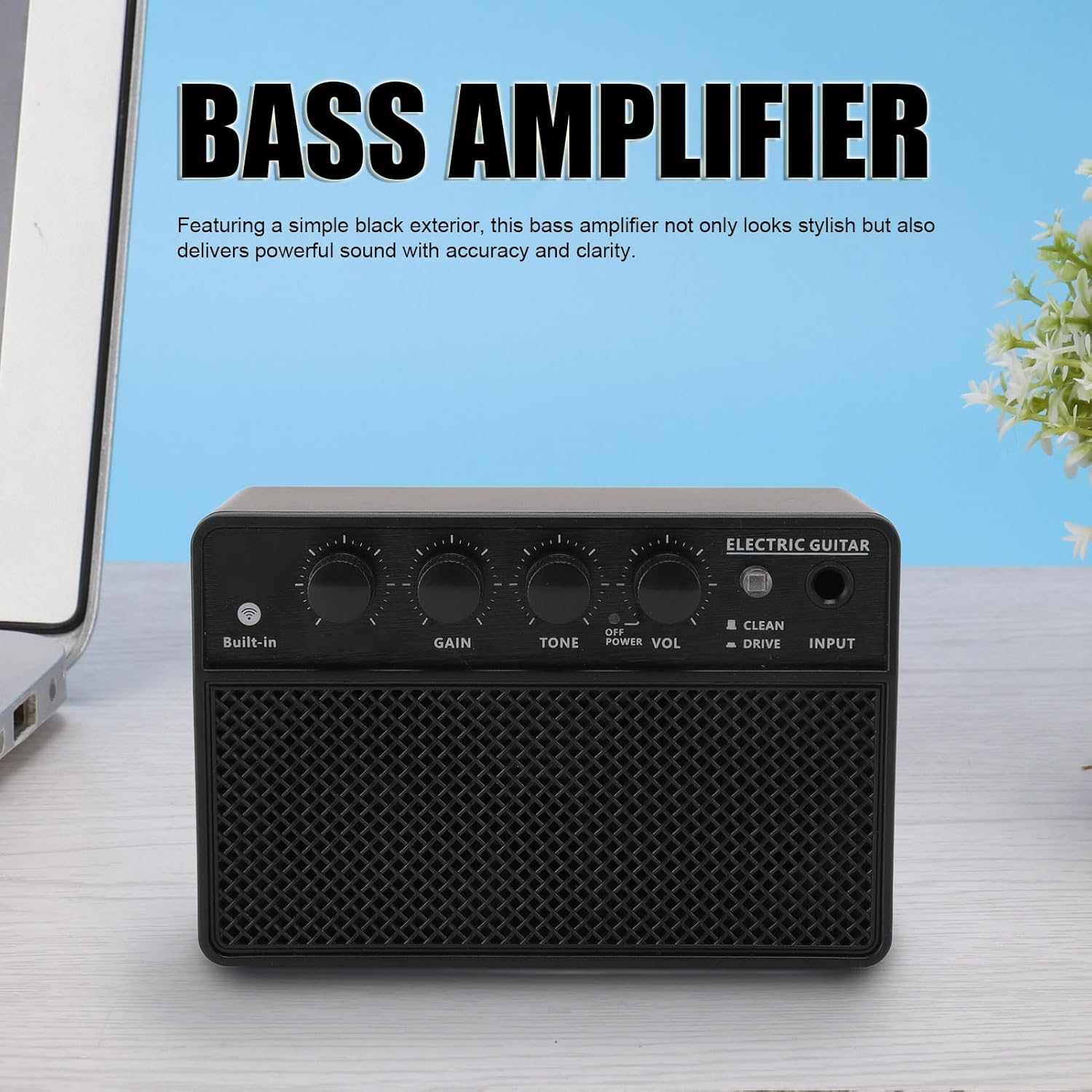 Bass Amplifier, Portable BT Guitar Speaker Amplifier 10W Subwoofer BT Guitar Amp with USB C Interface for Live Outdoor Black image number 2