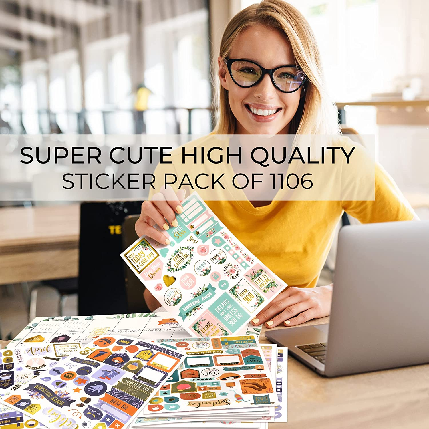 Aesthetic Greenery Planner Stickers for Fun Planning - 1100+ Stunning Gold Foil Monthly Designs - the Perfect Sticker Accessories to Enhance Your Daily Calendar and Planner Journaling image number 3