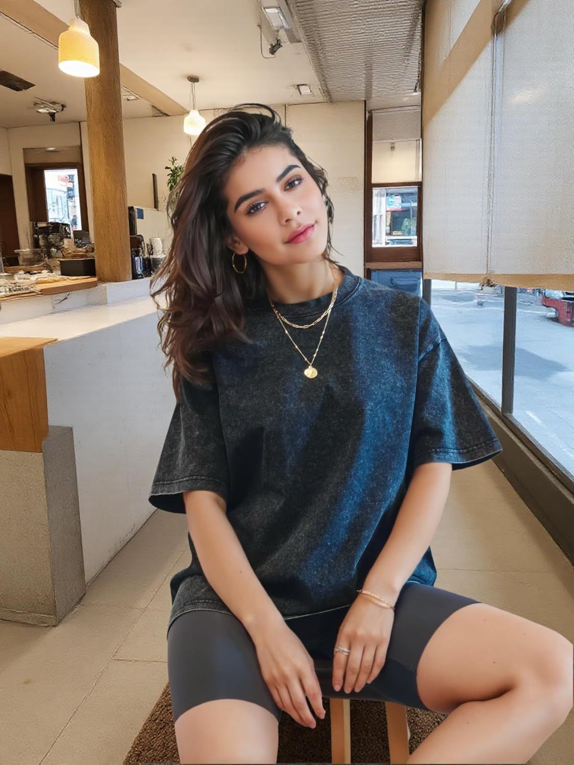 SAN Platina Oversized T Shirt Men Women - 2 Pack Acid Wash Heavy Cotton T Shirts,S-5Xl,Vintage T Shirt,Blue Black T Shirt image number 5