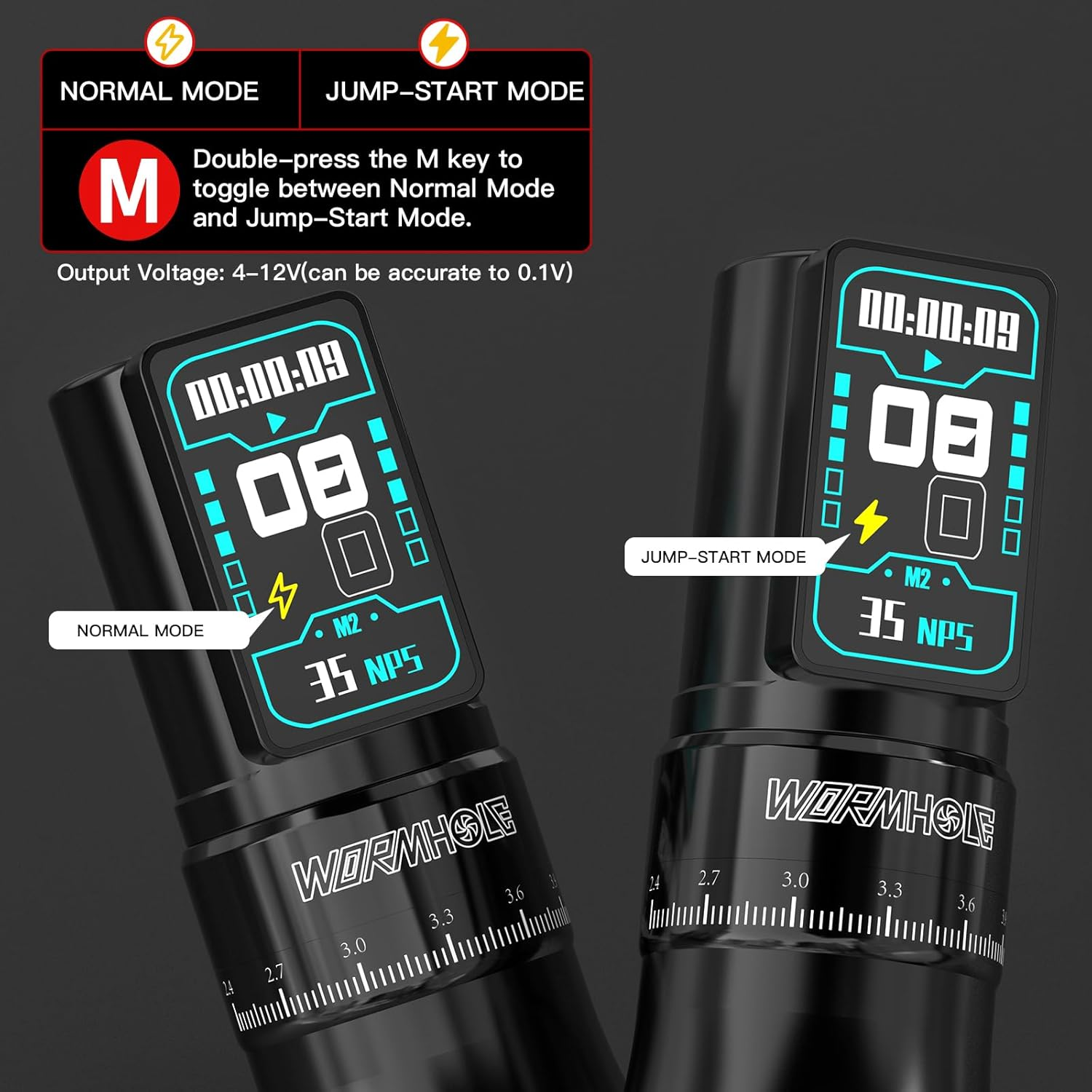 Wormhole Tattoo Gun for Artists Aluminum Alloy 7 Adjustable Stroke Wireless Tattoo Machine with 2300Mah Battery Lightweight Compact Rotary Tattoo Pen Powerful Motor Precision Professional - Black image number 5