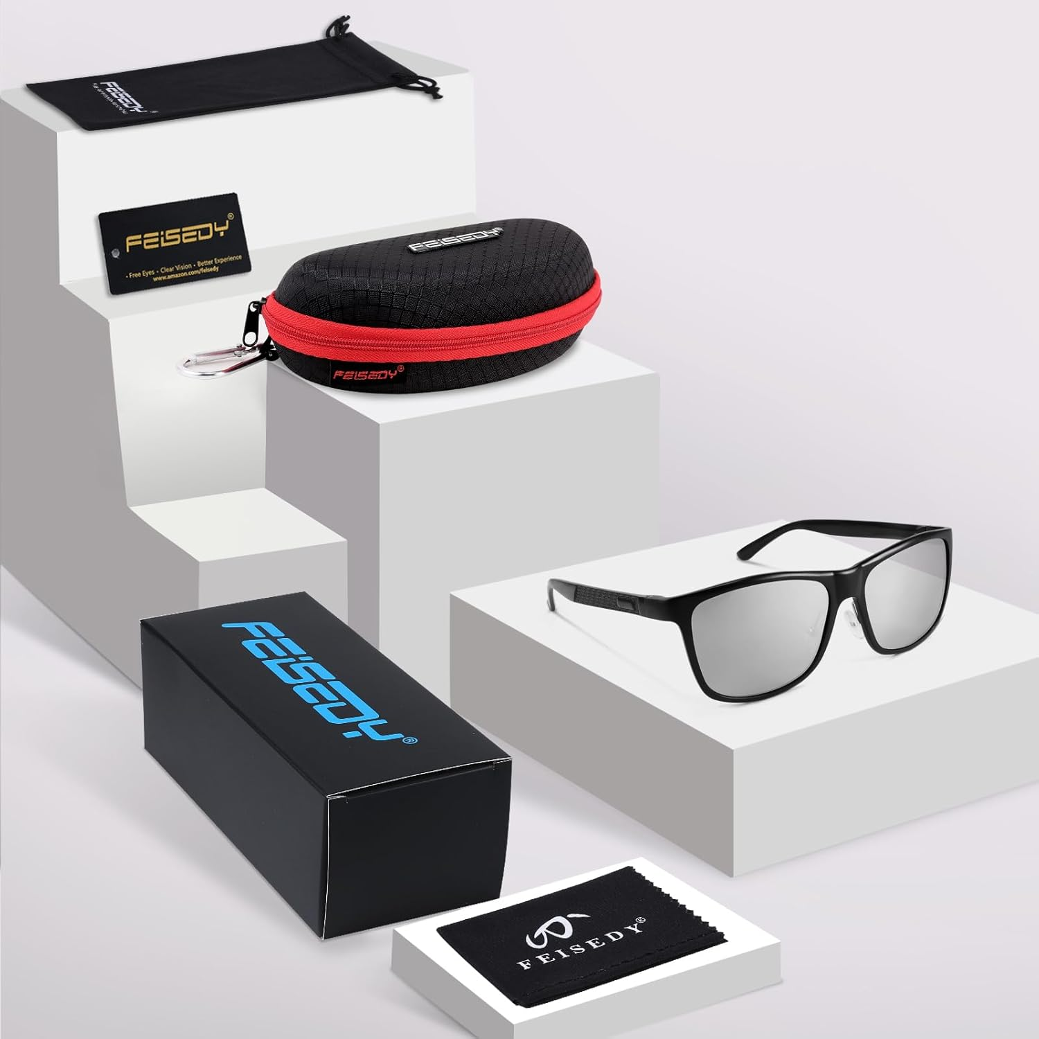 FEISEDY Classic Square Polarized Sunglasses for Men Vintage Trendy Retro Shades B1038