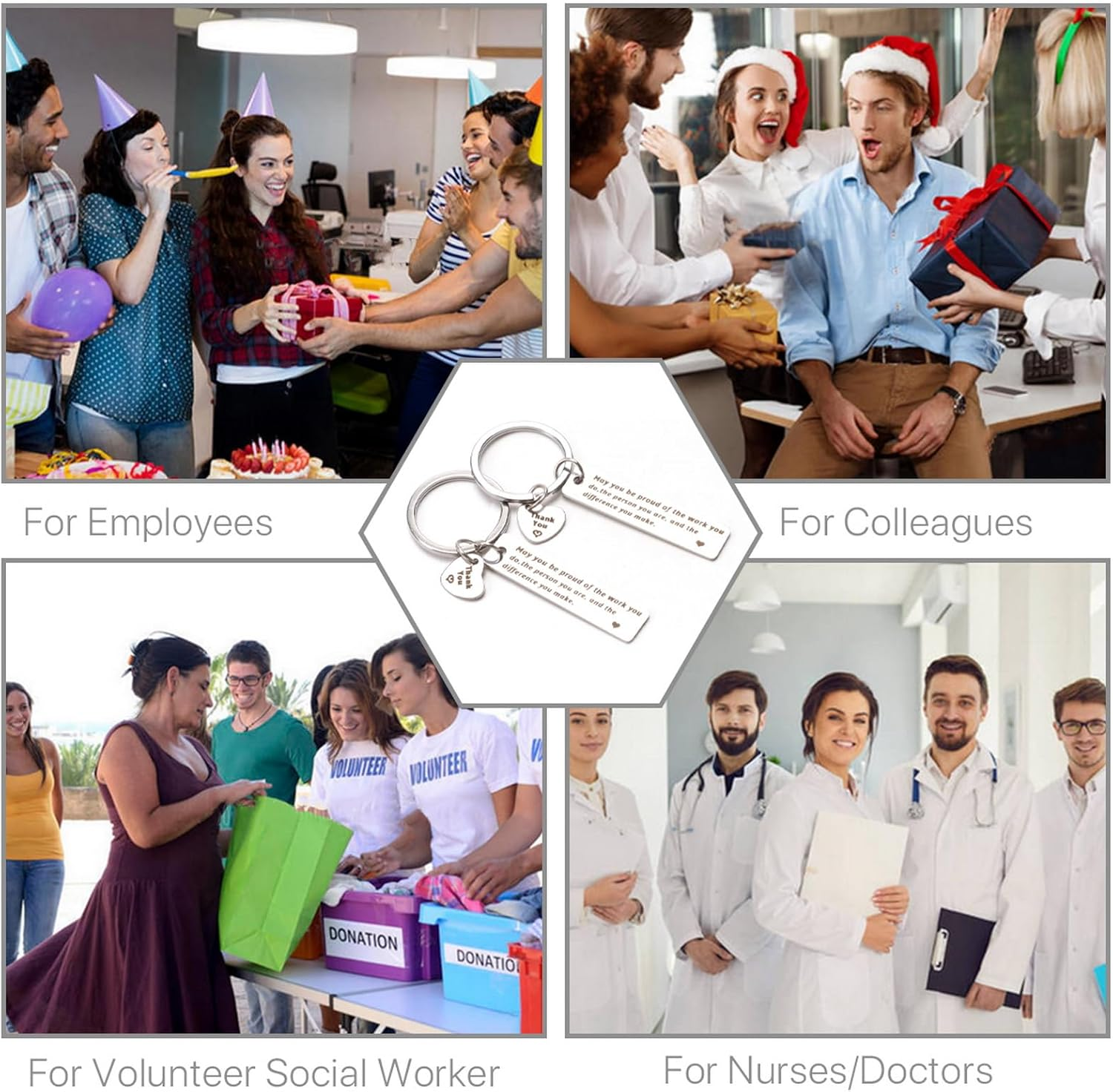 20 Pcs Thank You Gift Appreciation Keychain Make a Difference Keychain Employee Appreciation Gifts Teacher Nurse Worker Appreciation Week Gifts image number 5