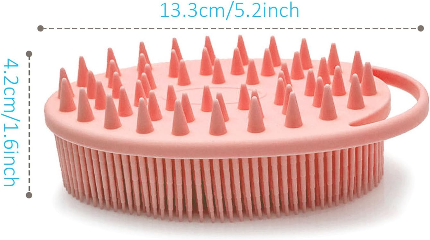 2-Pack Silicone Body Scrubber, 2-In-1 Bath Shampoo Body Brush, Soft Exfoliating Massage Loofah for All Skin Types，Double-Sided Design, Non-Slip Handle (Pink&Black) - Pinkblack image number 5