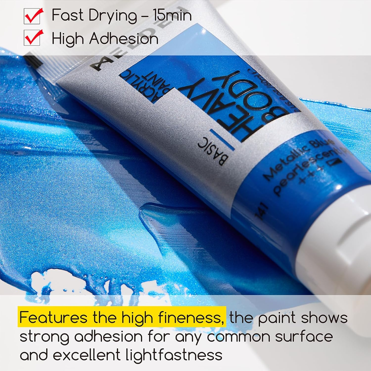 MEEDEN Metallic Acrylic Paint Set: 6 Colors Heavy Body Acrylic Paint Tubes 2Oz / 60Ml - Thick Metallic Paint for Painting Canvas Crafts Wood Metal