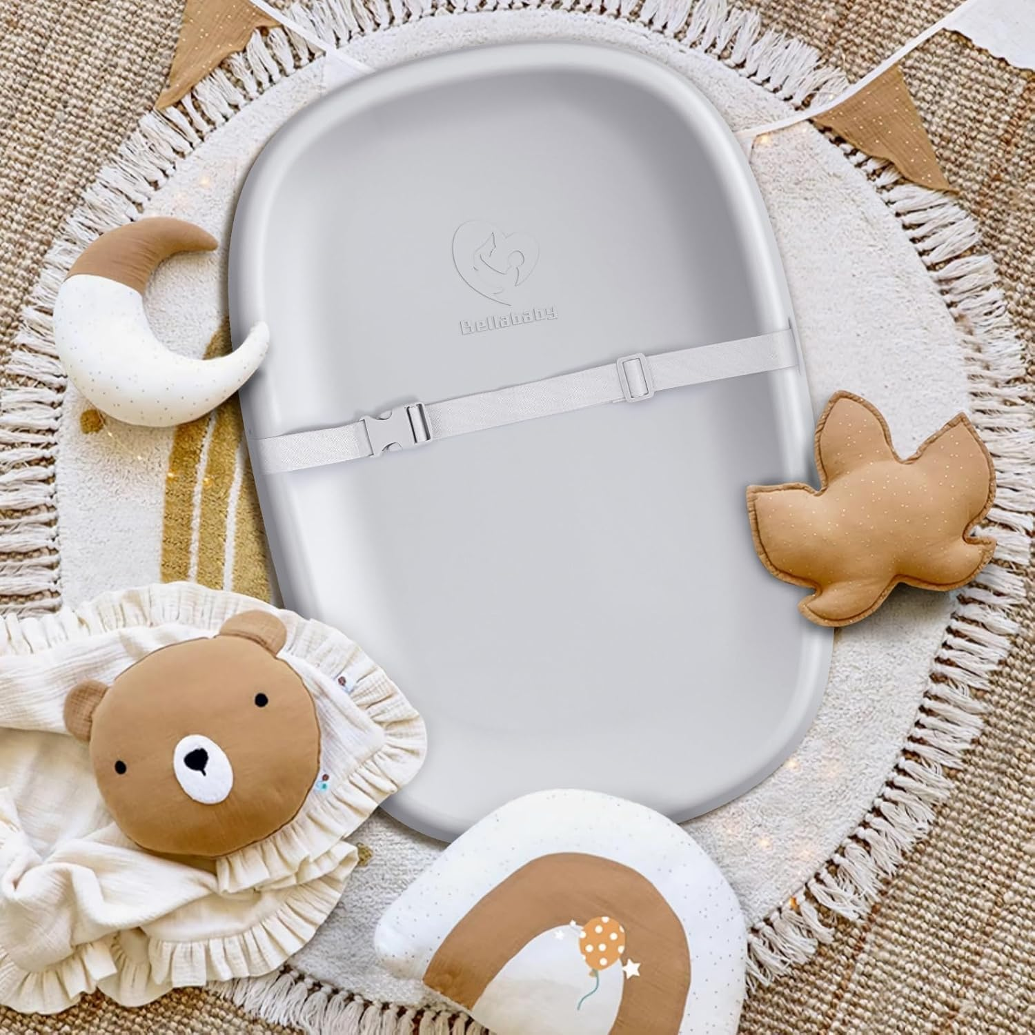 Baby Changing Pad Portable, Waterproof Soft PU Pad for Babies, Changing Table, Lightweight Nappy Change Mat, Soft Change Mat Cover, Wipeable Changing Pad with Removable Safety Strap, Gray image number 5