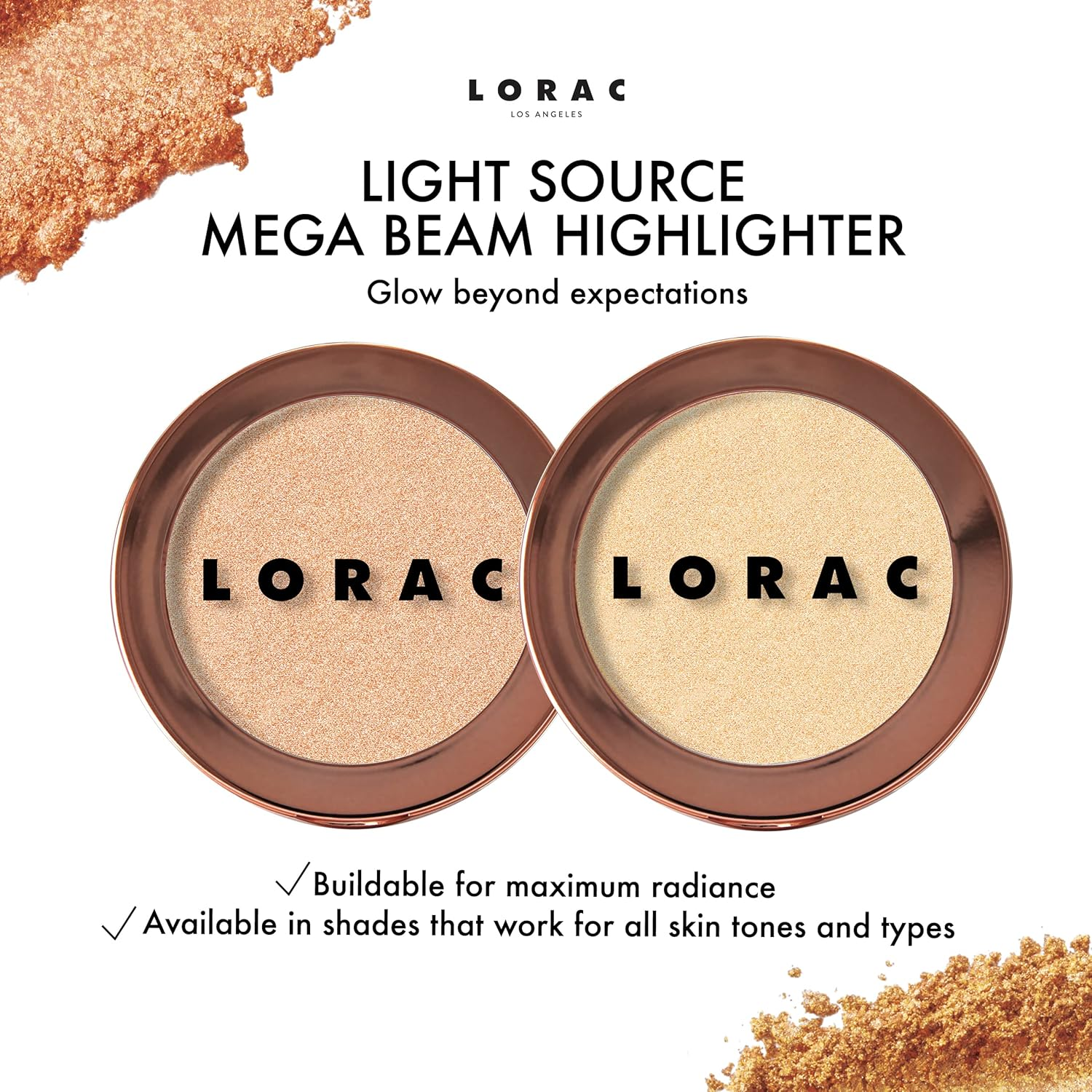 LORAC Gilded Lily Gold Mega Beam Highlighter | Shimmer Highlighter Powder image number 1