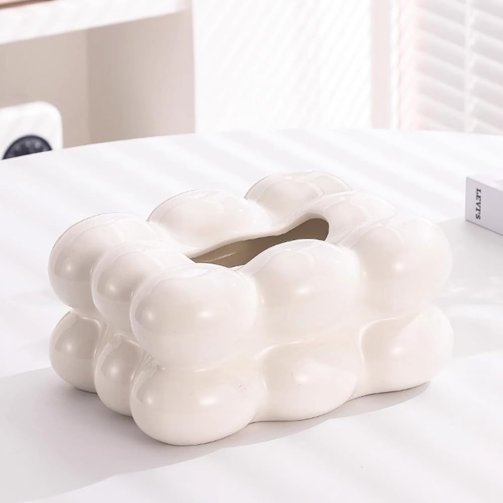Paper Box Ceramic Paper Box Holder Paper Dispenser for Bathroom Dining Table Stylish Tissue Organizer Decorative Napkin D image number 6