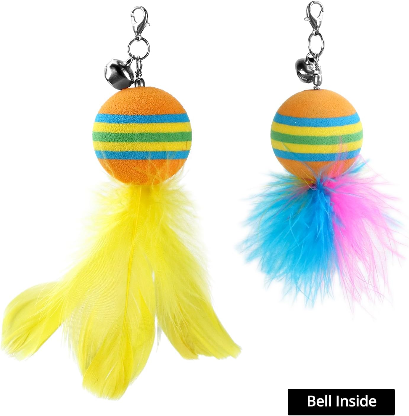 QWORK&reg; 20 Pieces Cat Toys Interactive Cat Toys with Feathers, Balls and Suction Cups image number 1