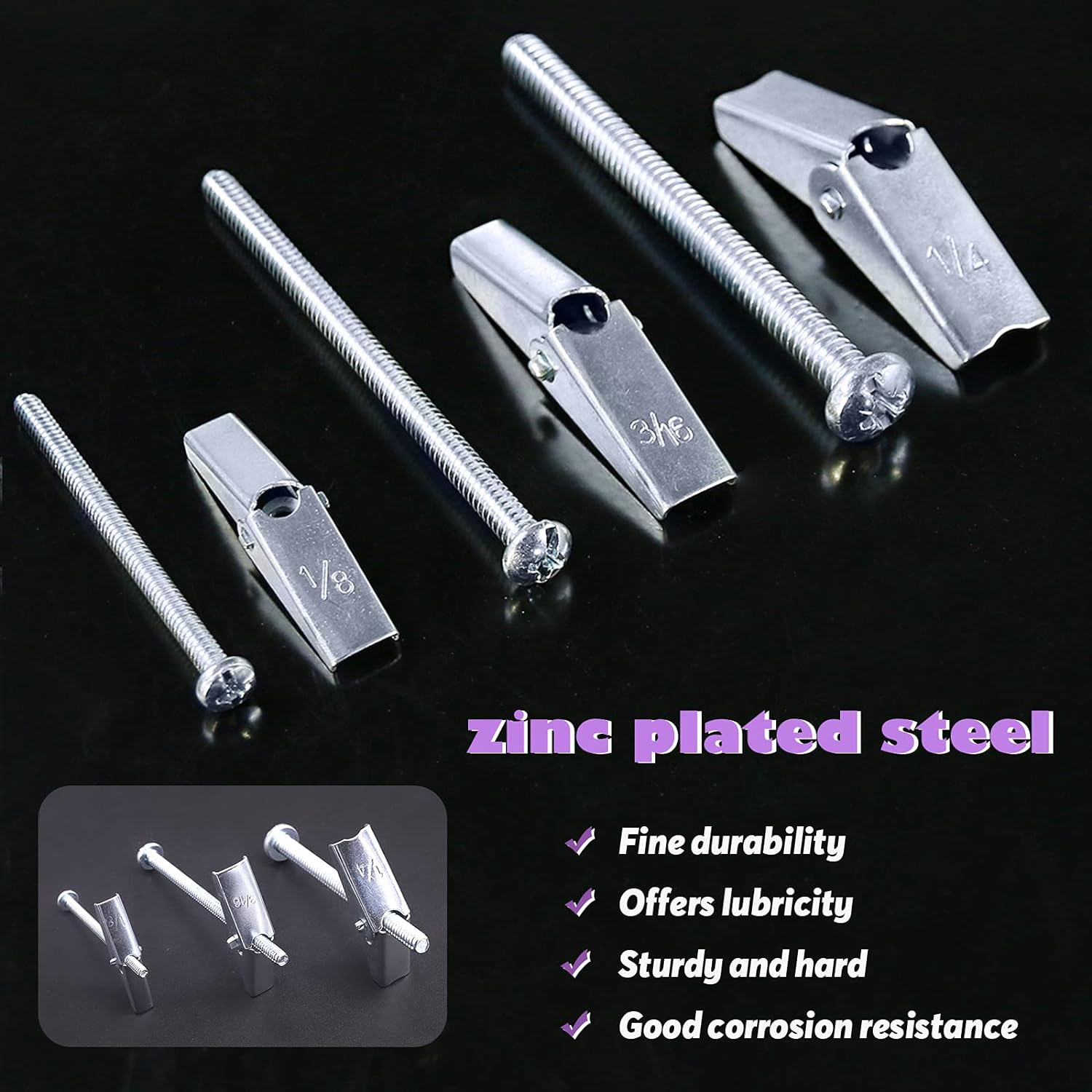 Swpeet Toggle Bolt and Wing Nut Kit for Hanging Heavy Items on Drywall (60PCS) image number 6