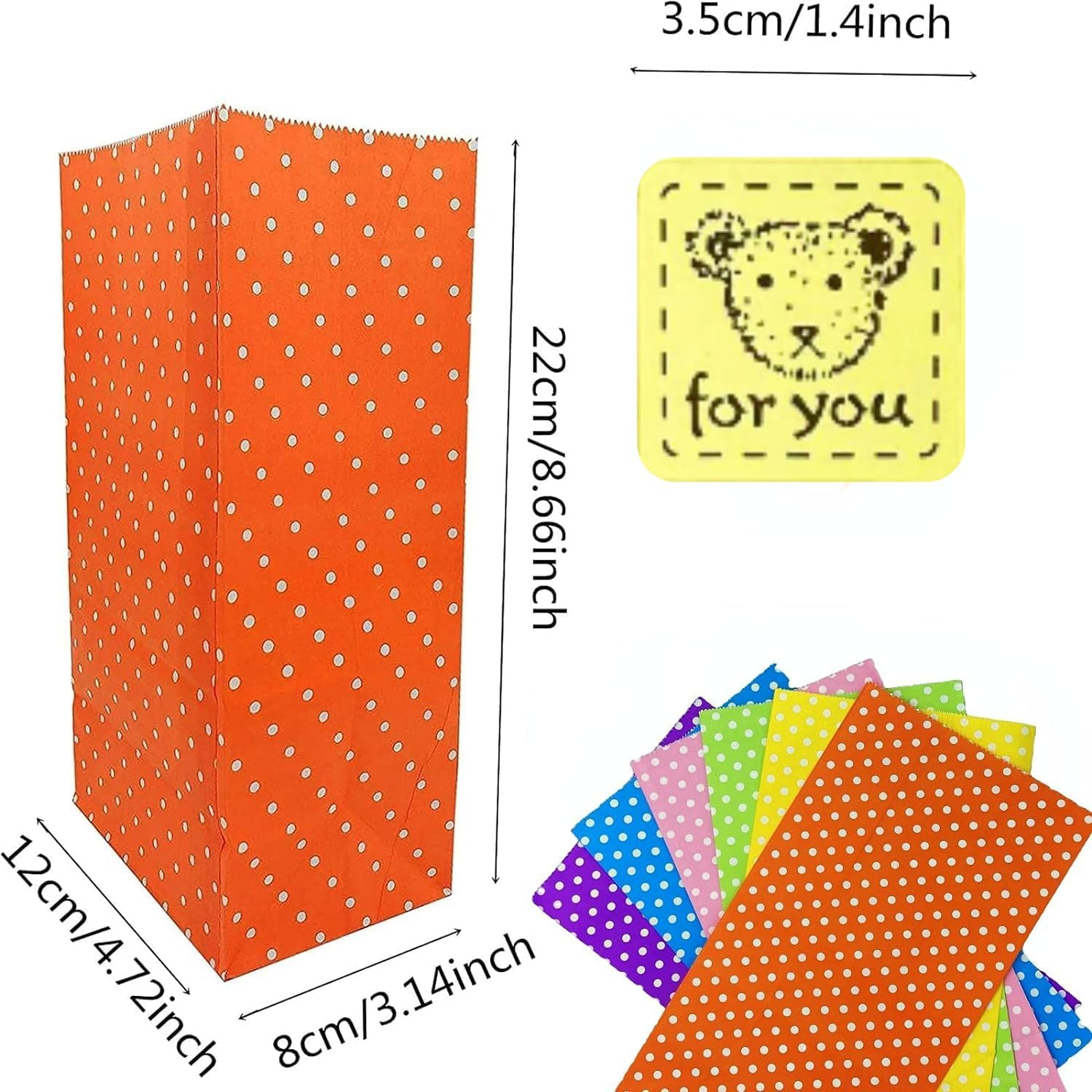 Party Favor Gift Bags,24 Packs Merchandise Party Bags with Sealing Stickers Polka Dot Candy Buffet Treat Gift Pack Bags for Wedding Shopping - Style-1 image number 2