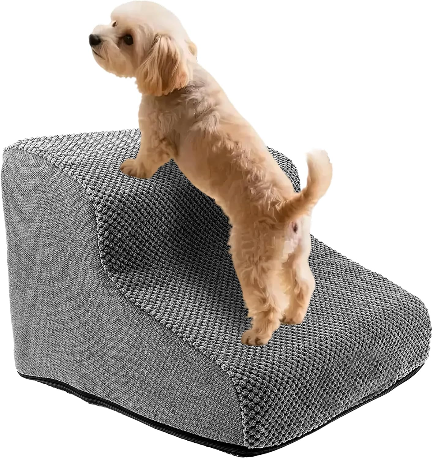 Dog Stairs for Small Dog, Corduroy Dog Steps for Bed, Practical Pet Stairs for High Bed Climbing, Non Slip Pet Ladder Stable Support, Curved Puppy Slope Stair for Sofa Low Bed Couch (Color-B, L, 1)