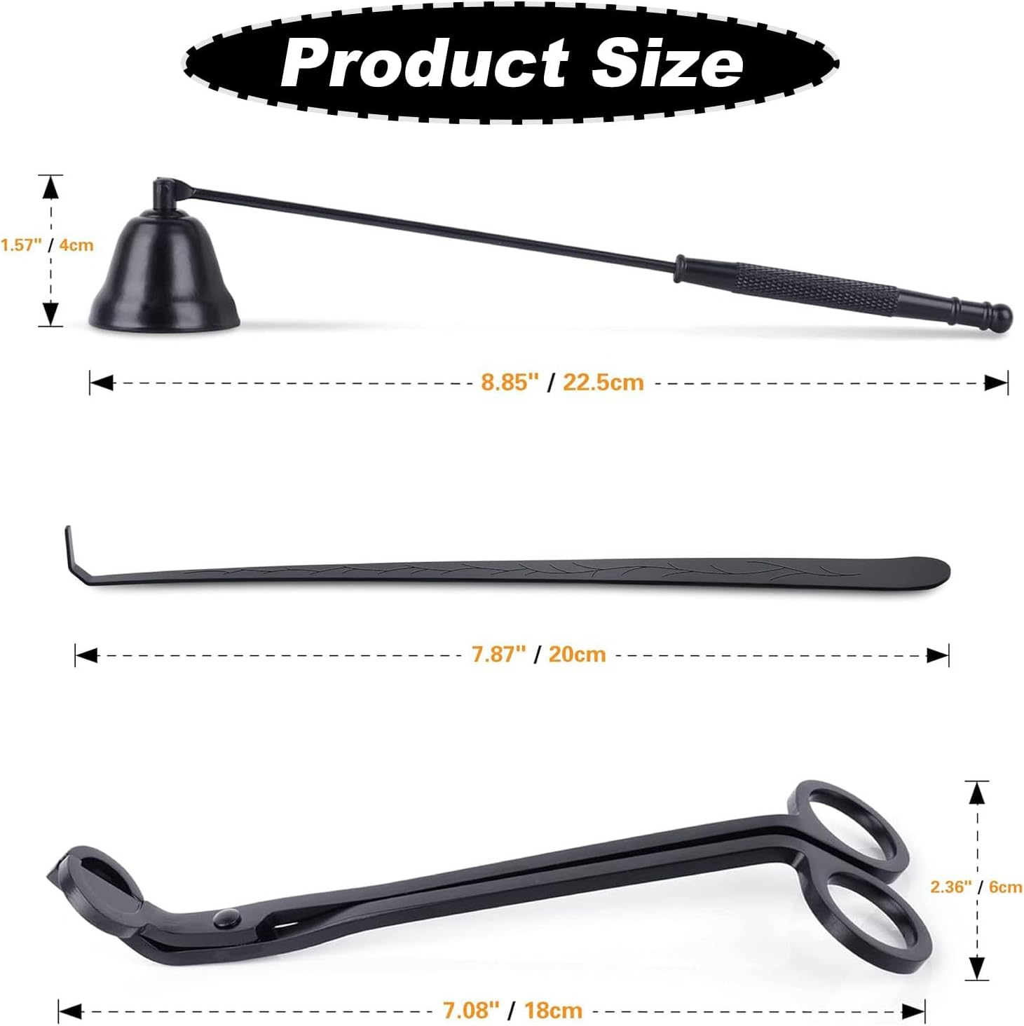 3 in 1 Candle Accessory Set - Wick Trimmer, Dipper, Snuffer and Cutter - Care Kit with Gift Package for Candle Lovers (Black) image number 3