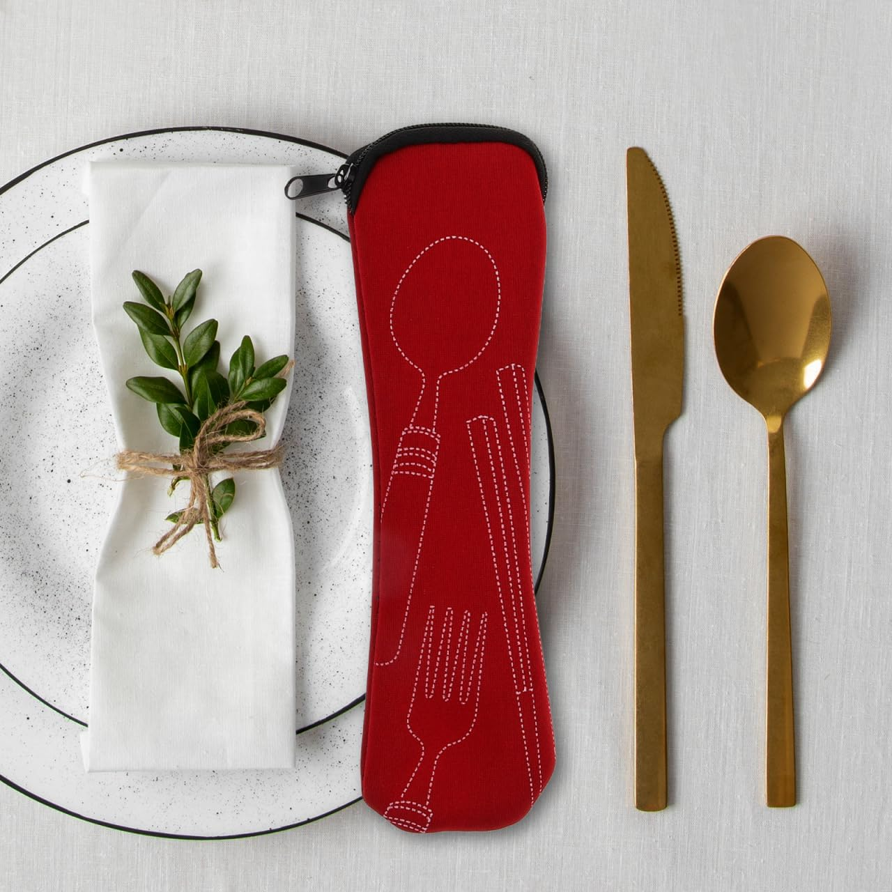 Garneck 4Pcs Portable Cutlery Storage Pouch: Multi-Function Flatware Utensil Bag for Outdoor Travel Camping Dinnerware Carrying Case for Fork Spoon Knife Chopsticks image number 1