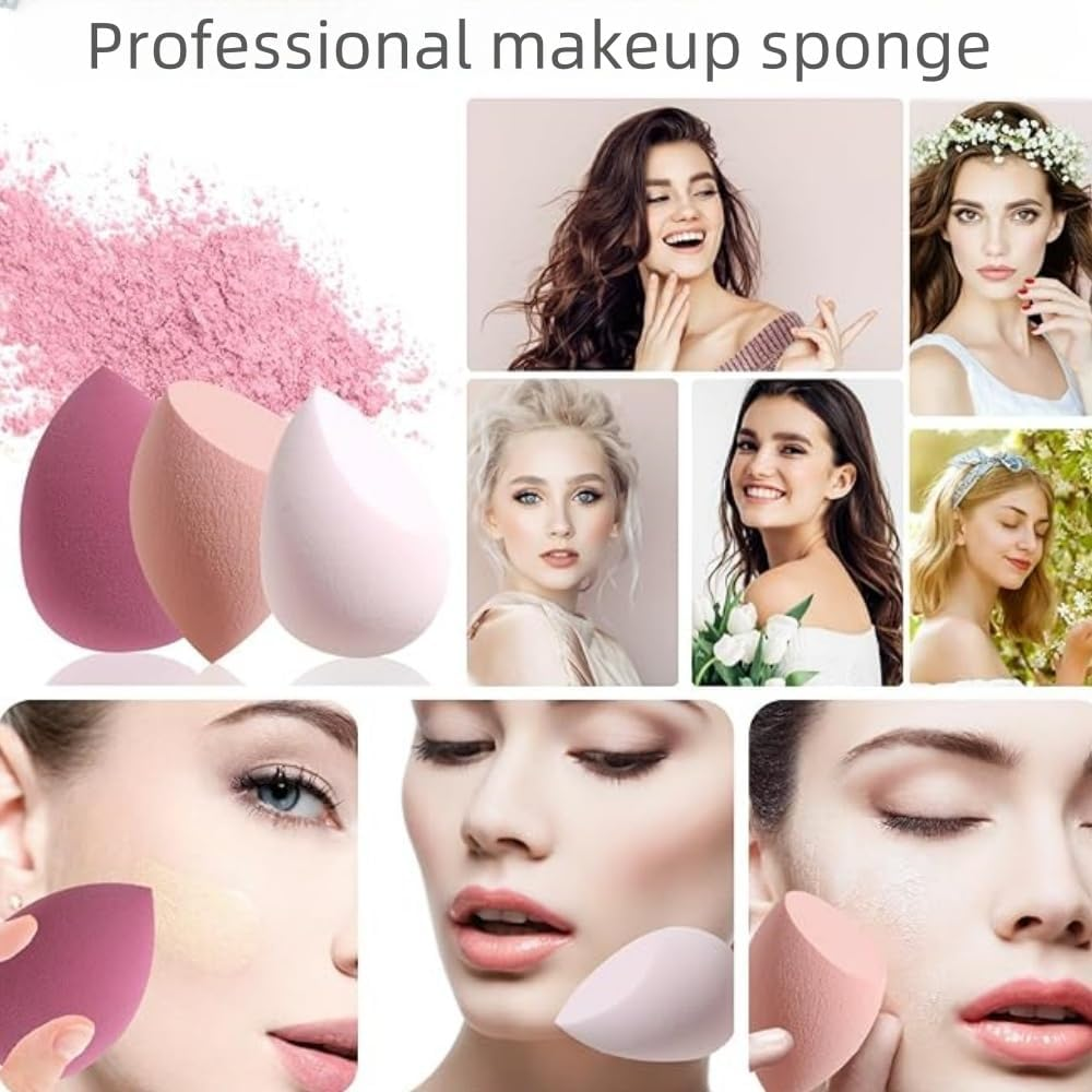FACAING 8 Pcs Makeup Sponge Set 3 Shapes Beauty Blender Kit for Liquid Foundation Powder Cream and Sunscreen Latex-Free Cosmetic Applicators with Ergonomic Design image number 2