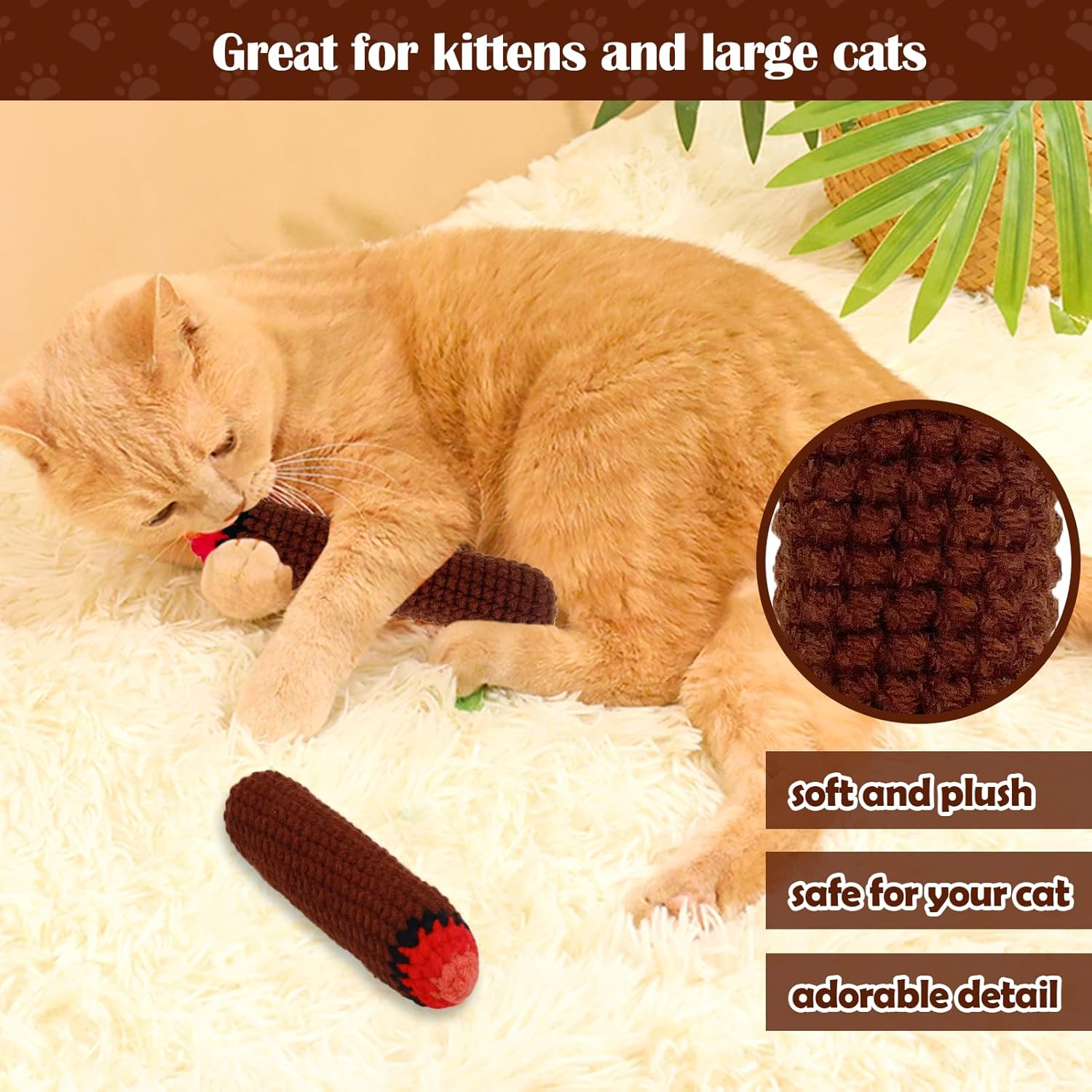 XANGNIER Crochet for Cool Cat Catnip Toys,Refillable Nip Funny Toys for Cats,Cat Stuff for Indoor Cats image number 5