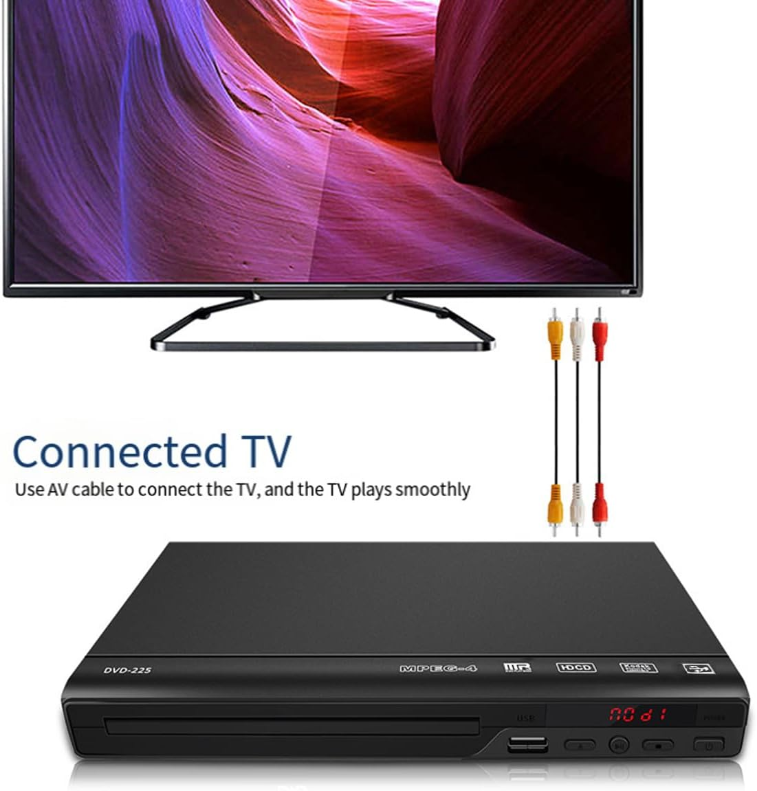 AIMALL Multi-Region HD 1080P DVD Player with HDMI, RCA, Coaxial Output, Includes Remote and Cables, Compatible with Various Formats image number 5