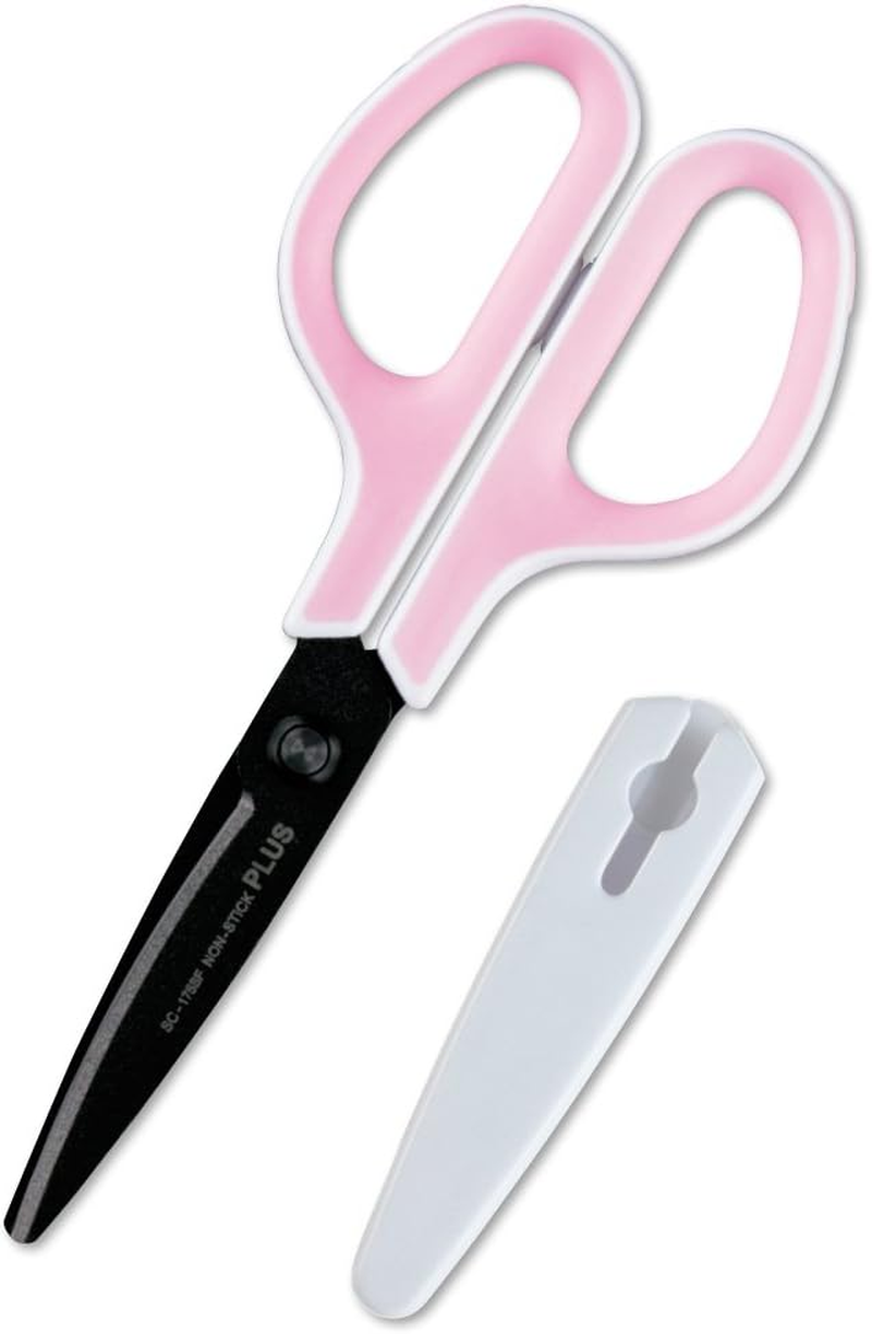 Plus Scissors SC-175SF Fit Cut Curved Fluorine Coated Memory Foam Grip White/Green 34-545 - Multicolor (White / Pink)