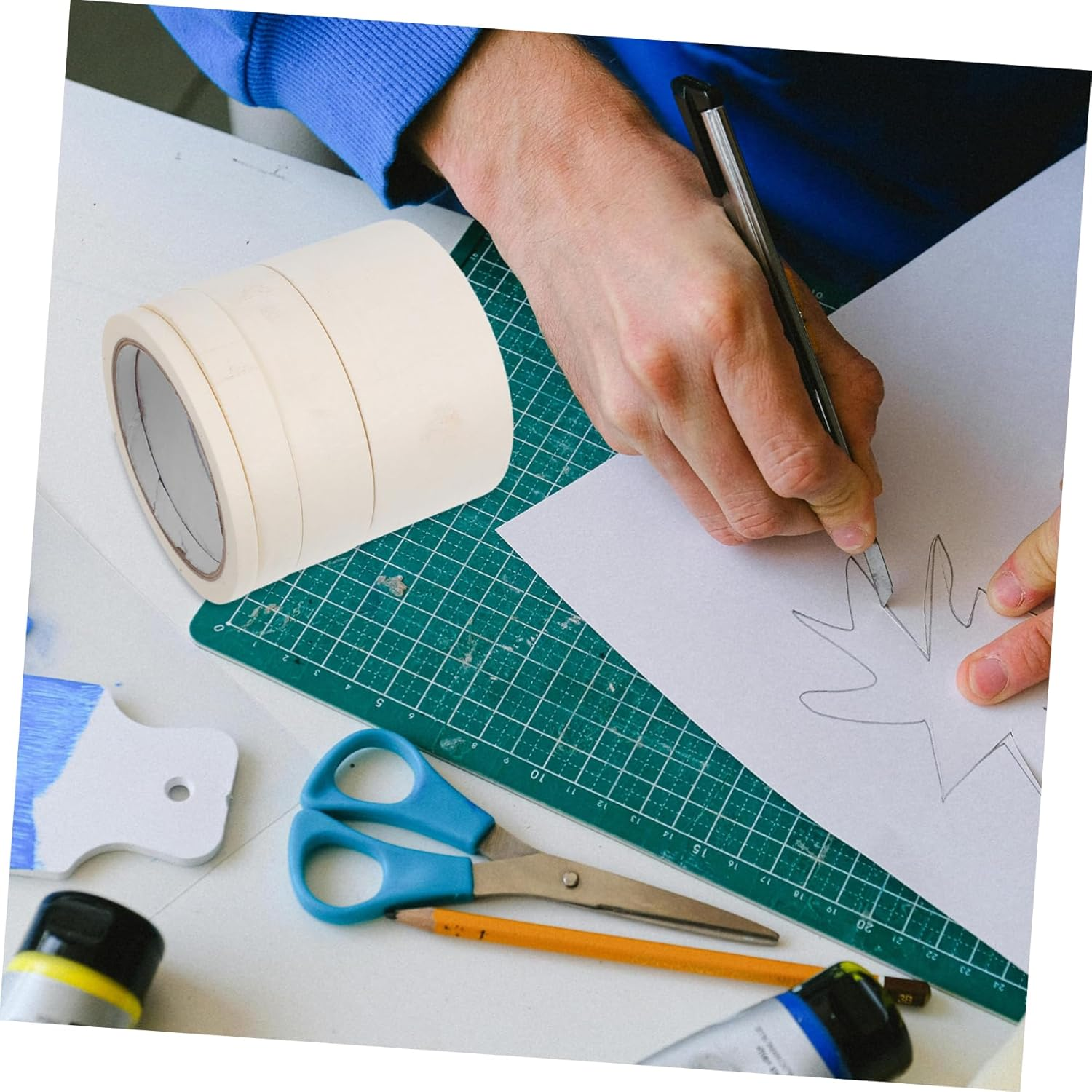 4Rolls Automotive Masking Paper High-Temperature Tape for Painting Drafting and Art Projects image number 2