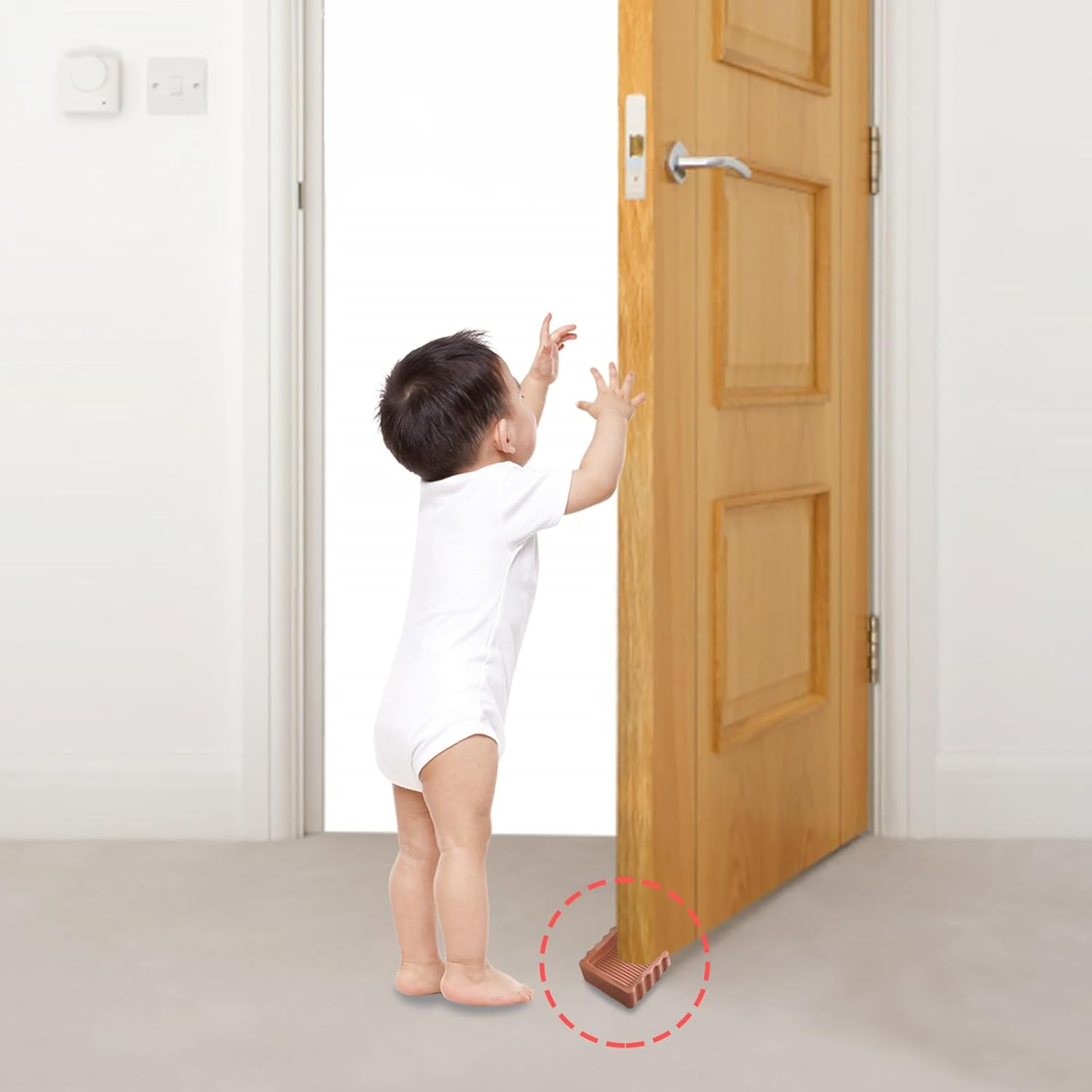 Rubber Door Stoppers Wedge,Bidirectional Door Stops,Small Size Cube Doorstop,Brown 2Pack - Blackx2 image number 5