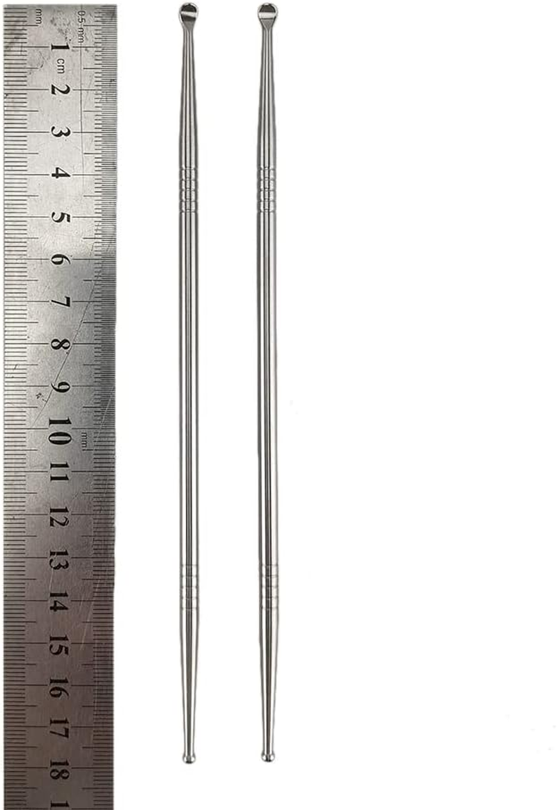 Airgoesin 2Pcs 7" Long Stainless Steel Oral Care Pick Remover Premium Tool for Oral Throat Cleaner to Get Rid of Bad Breath with 10 Silicone Caps for Breath Freshening Oral Hygiene image number 1