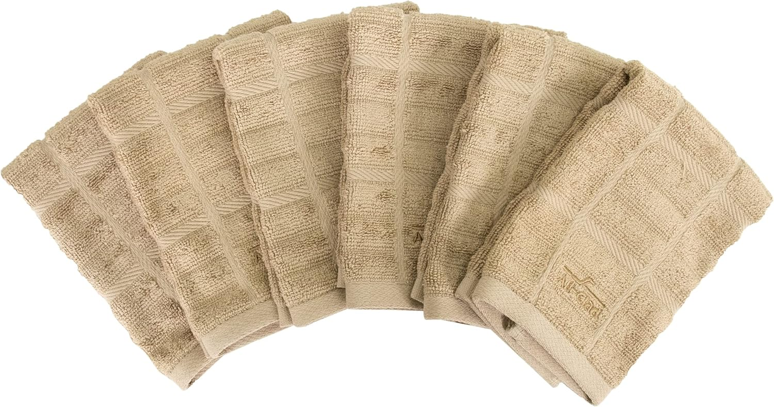 All-Clad Premium Dish Cloths (6-Pack), 13" X 14", Highly Absorbent, Super Soft, Long-Lasting Terry-Loop Weave 100% Turkish Combed Cotton Hand Towels, Bar Towels for Washing Dishes, Pewter